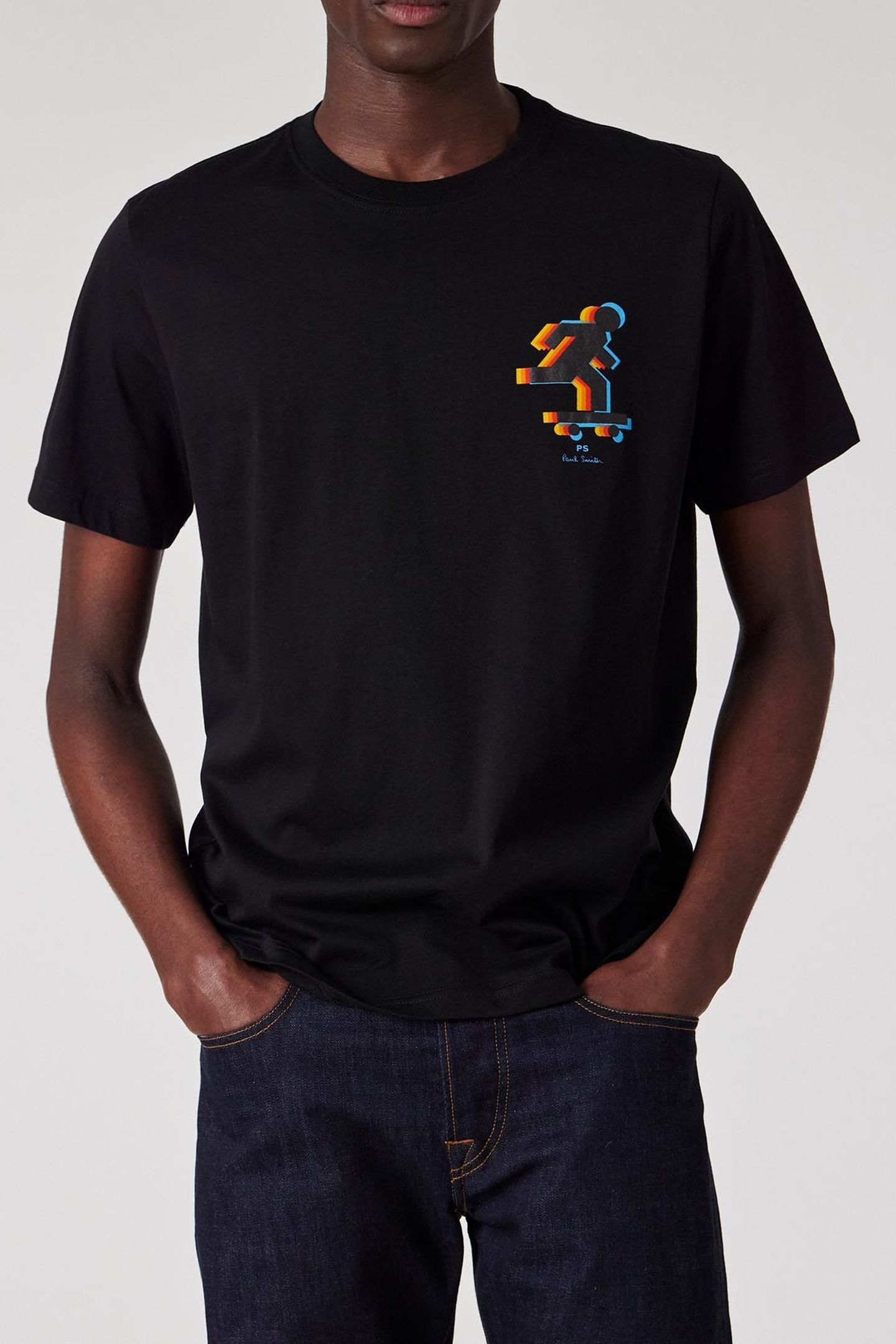 MENS REG FIT SS T SHIRT SKATER BLACK 1
