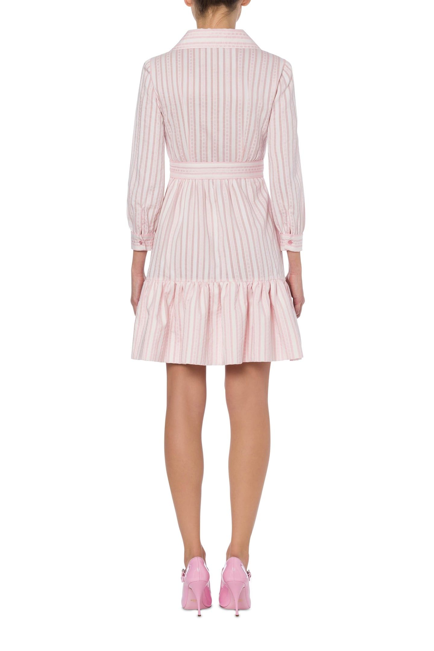 HEART BUTTONS JACQUARD STRIPED DRESS PINK 2