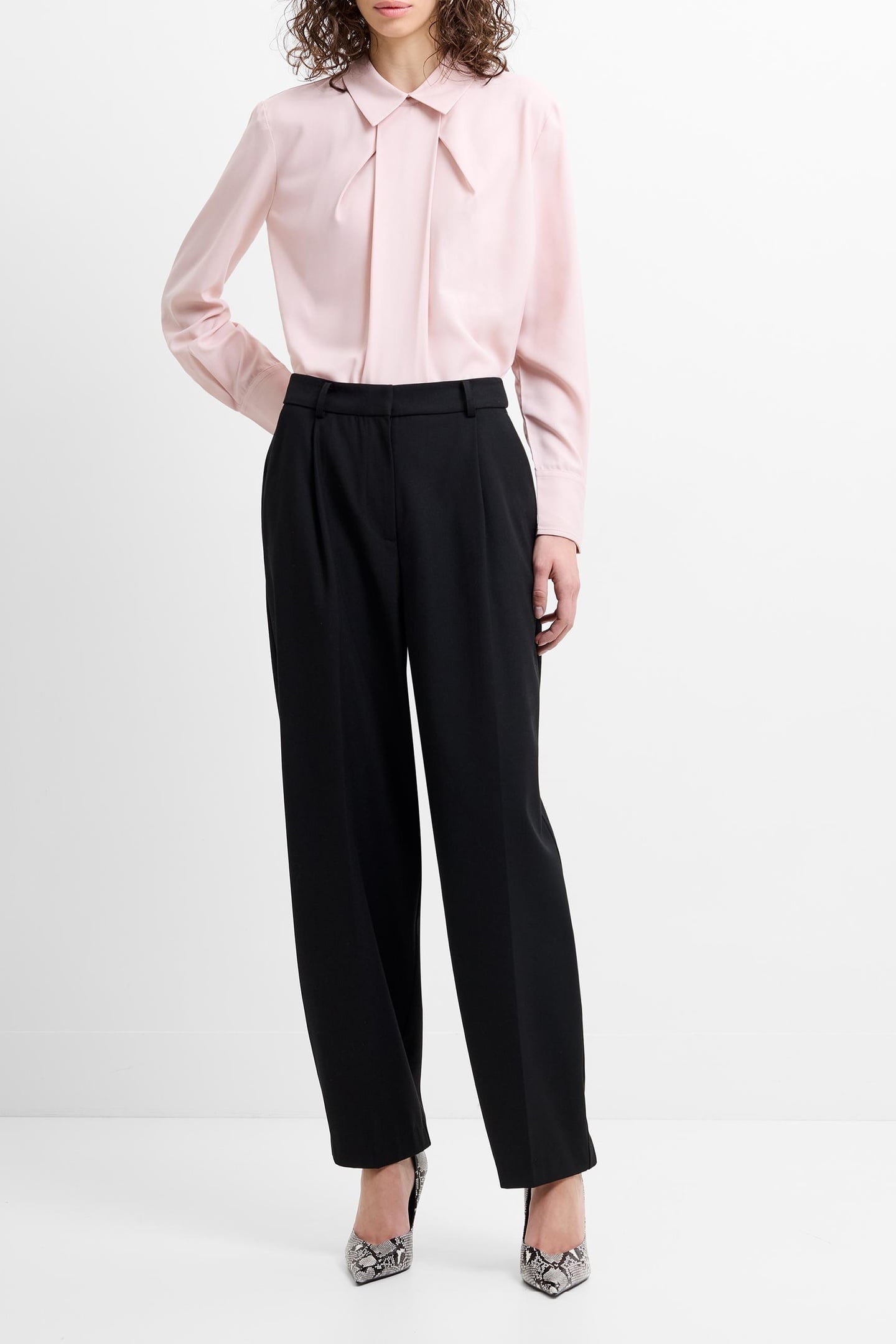 NETTA SUITING BARREL LEG TROUS BLACK BLACK 1