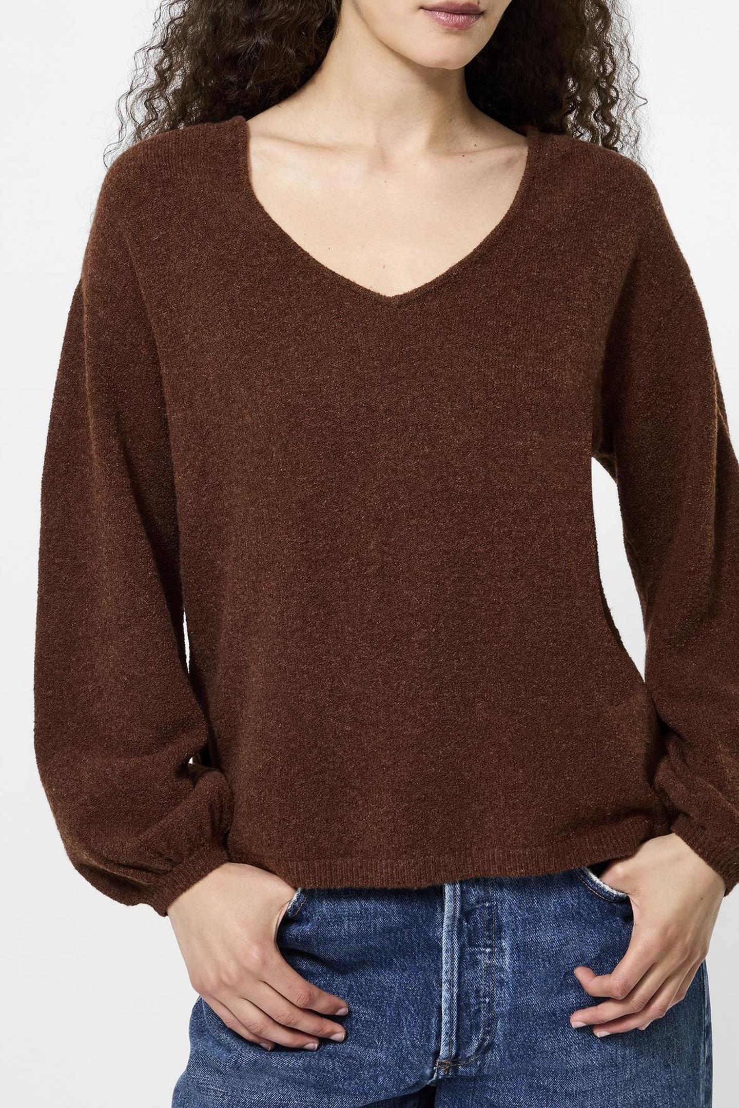 VHARI KNIT VNECK PULLOVER CHOCOLATE 4