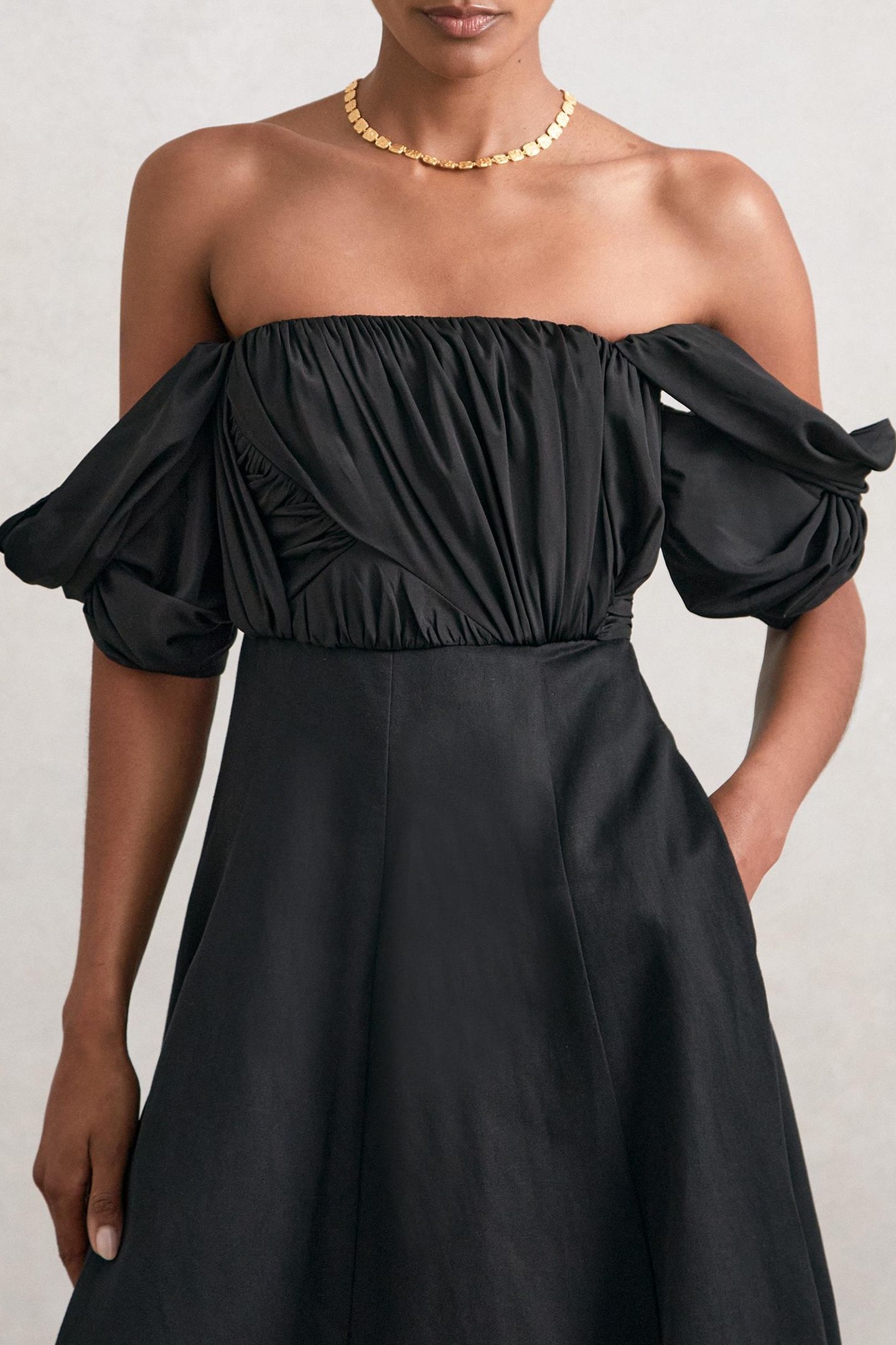 BARDOT SCULPTURAL DRESS BLACK 4