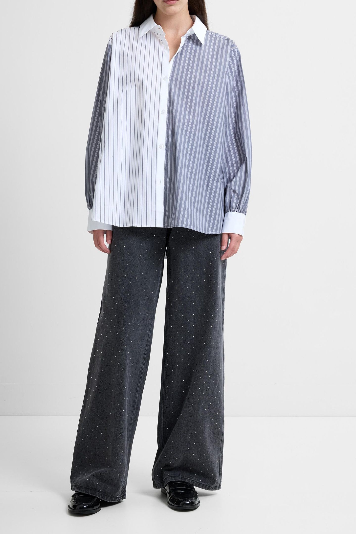 CAMBRIA COTTON STRIPED LS SHIR LINEN WHITE GREY MIX 2