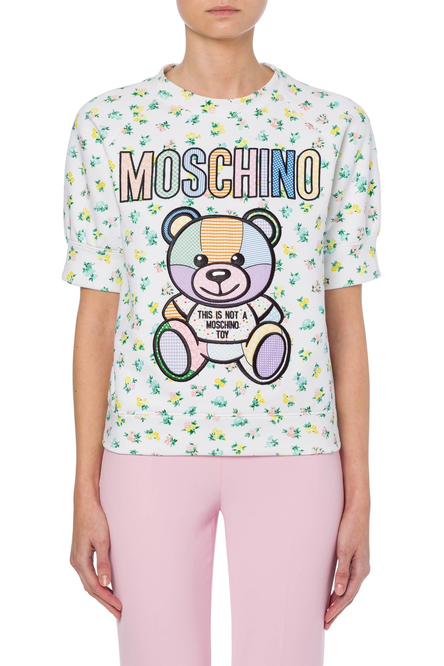 TEDDY PATCHWORK COTTON SWEATSHIRT WHITE 1