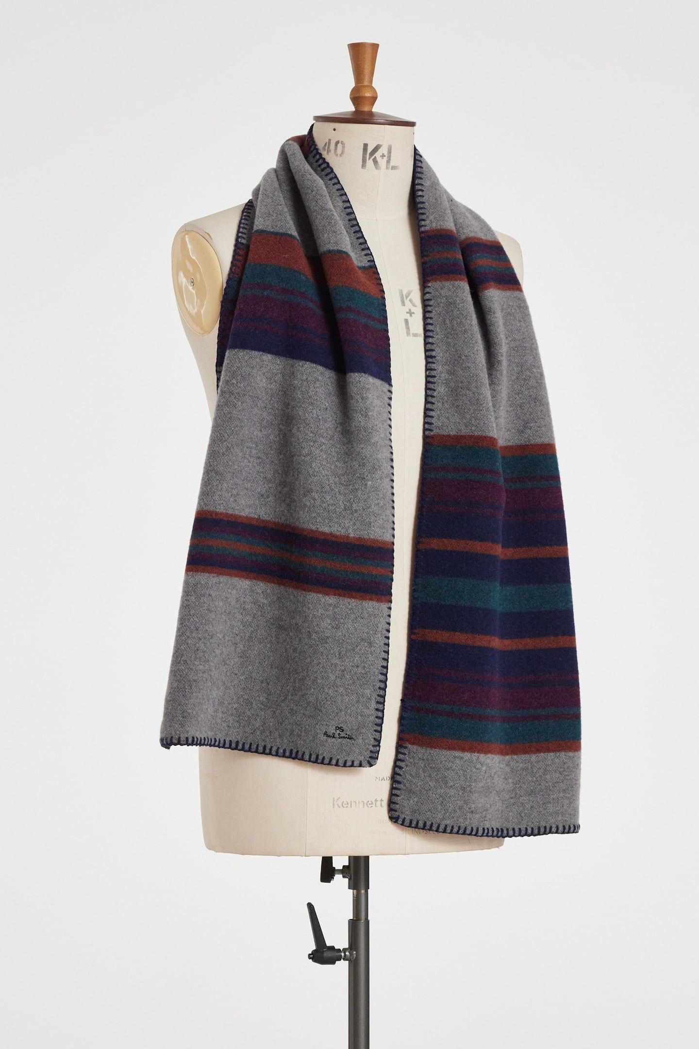 MEN SCARF PS ORGNC STRP SLATE 4