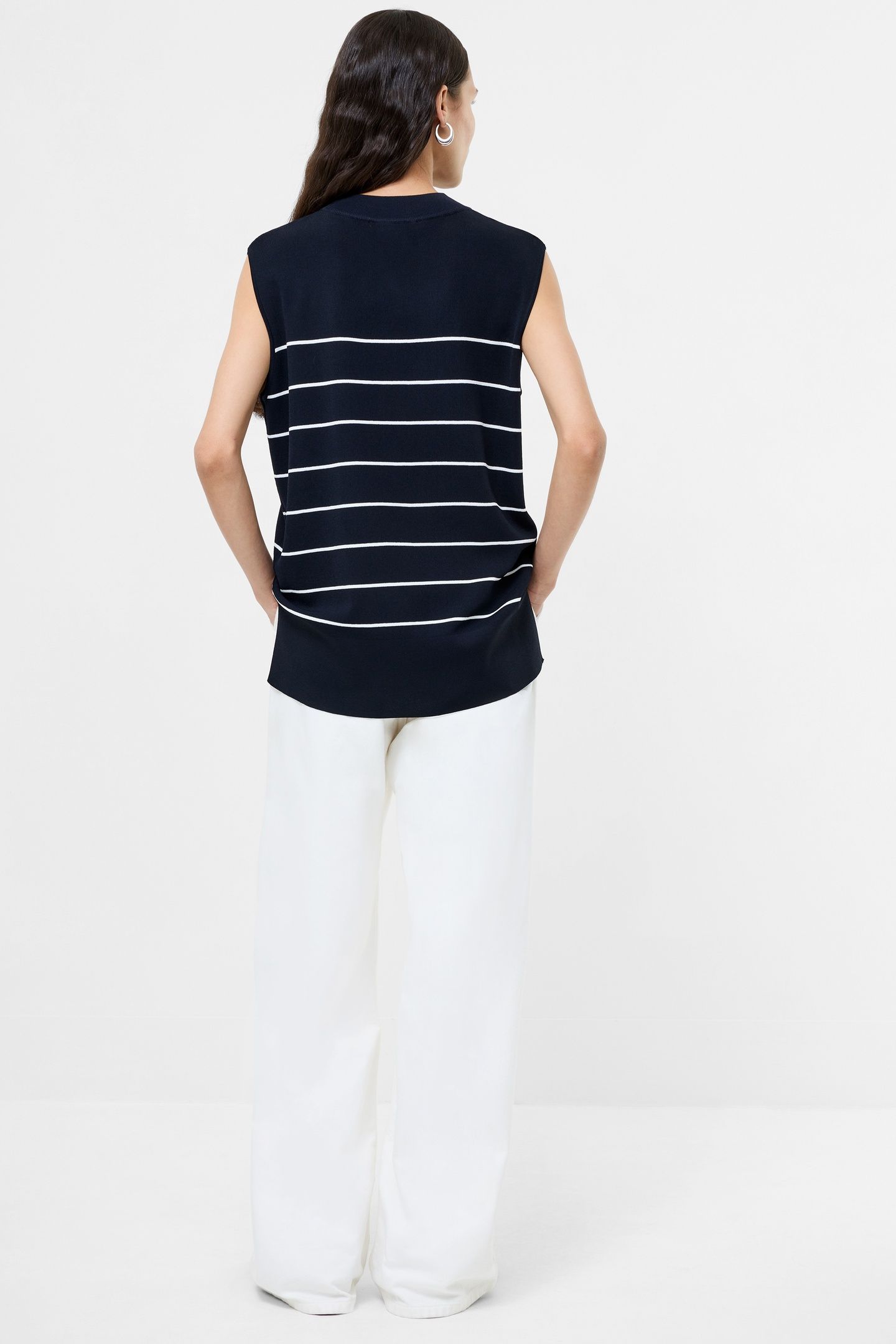OTTIE STRIPED VEST NAVY WHITE 2