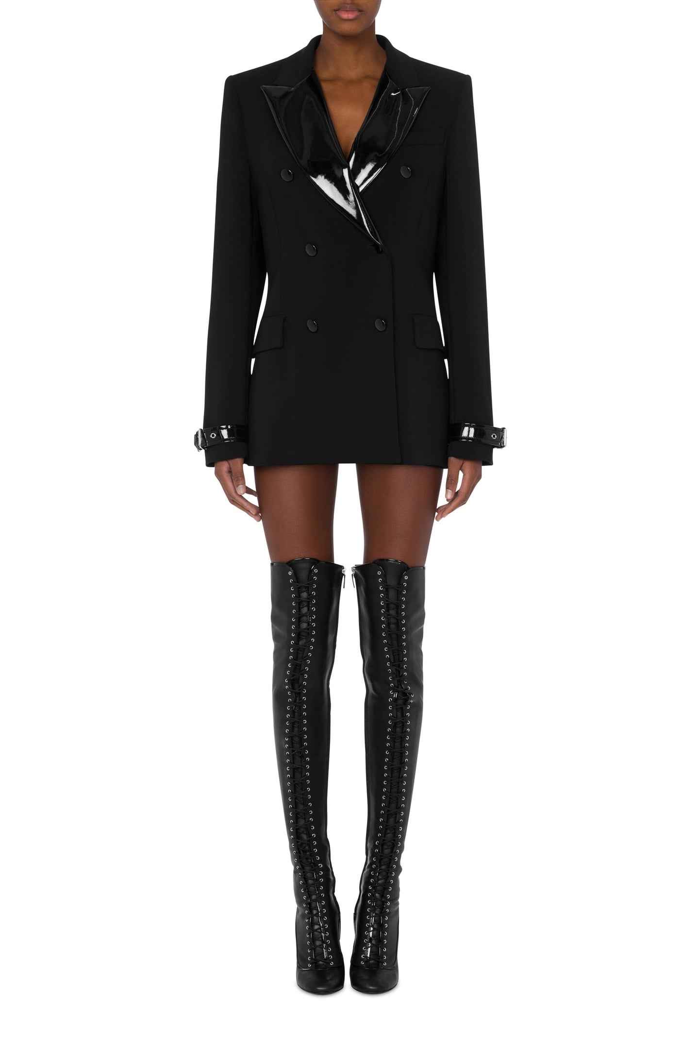 BONDAGE BUCKLE STRETCH CADY JACKET BLACK 1