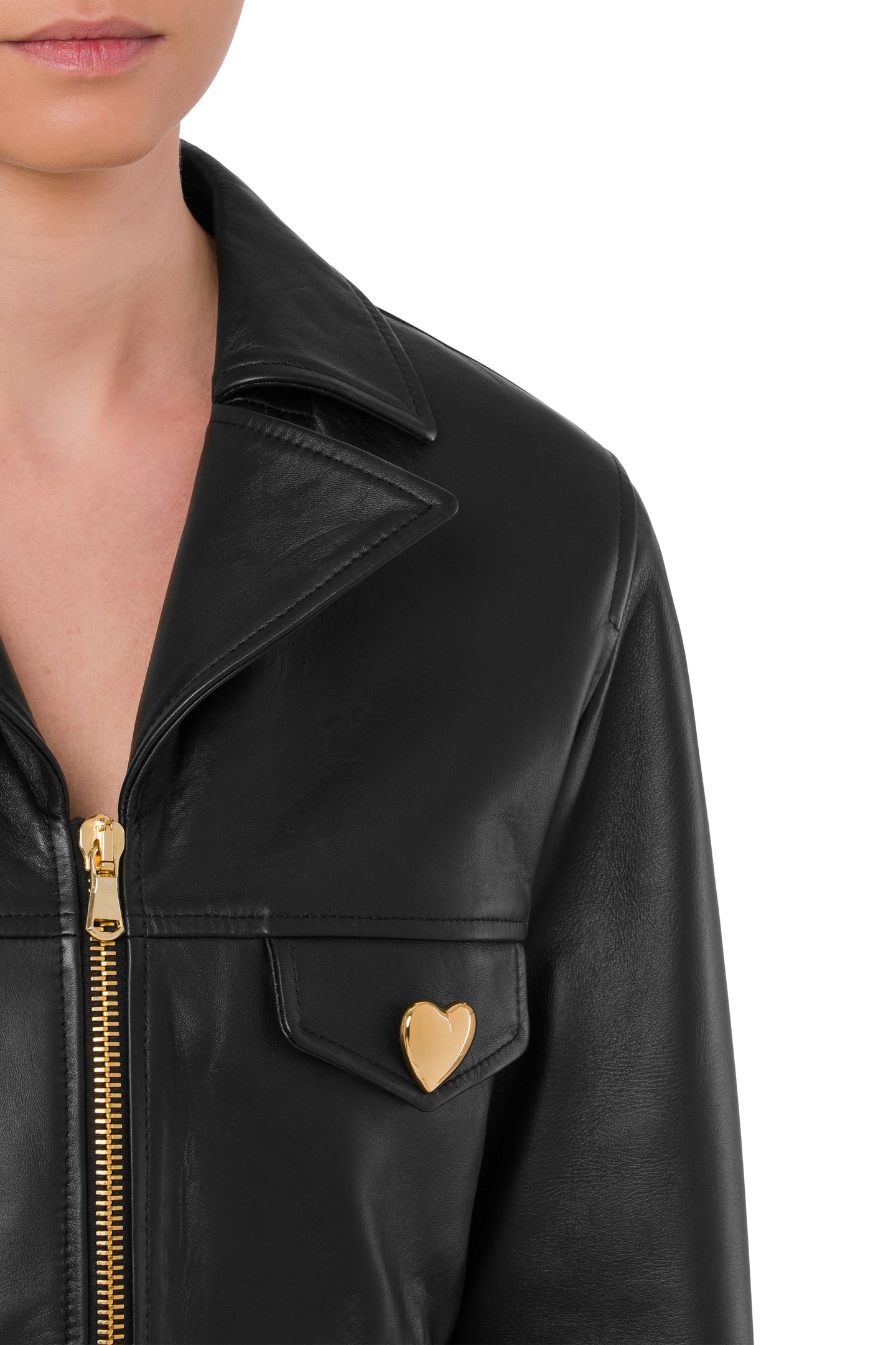 HEART BUTTONS NAPPA LEATHER JACKET BLACK 4
