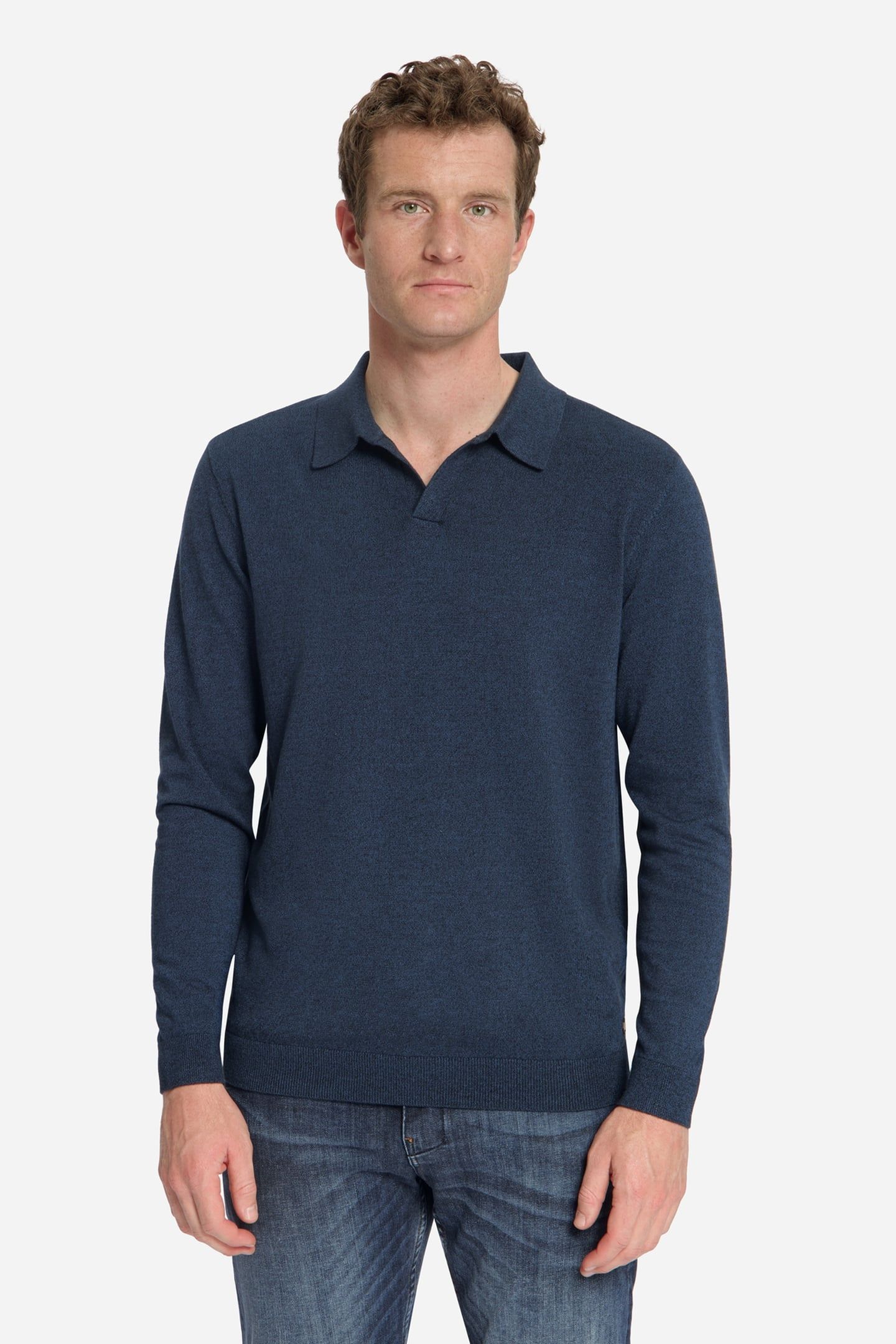PULLOVER V POLO MELANGE NAVY 3