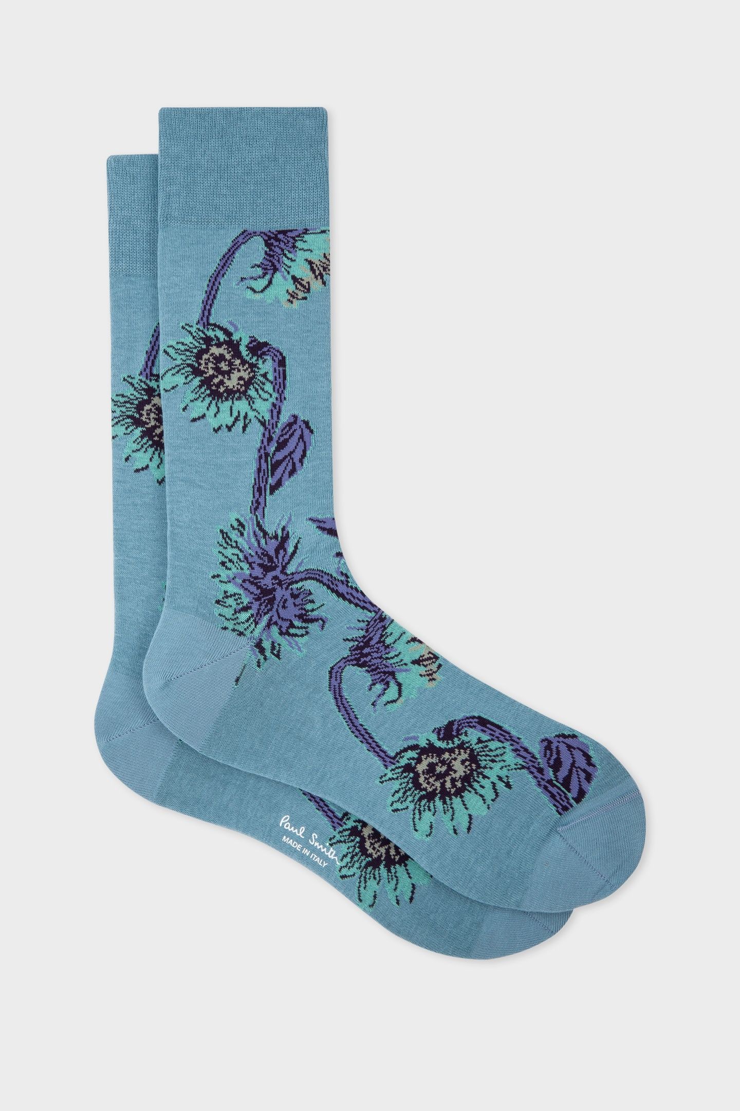MEN SOCK SUNFLWR ALLOVER TURQUOISE 2