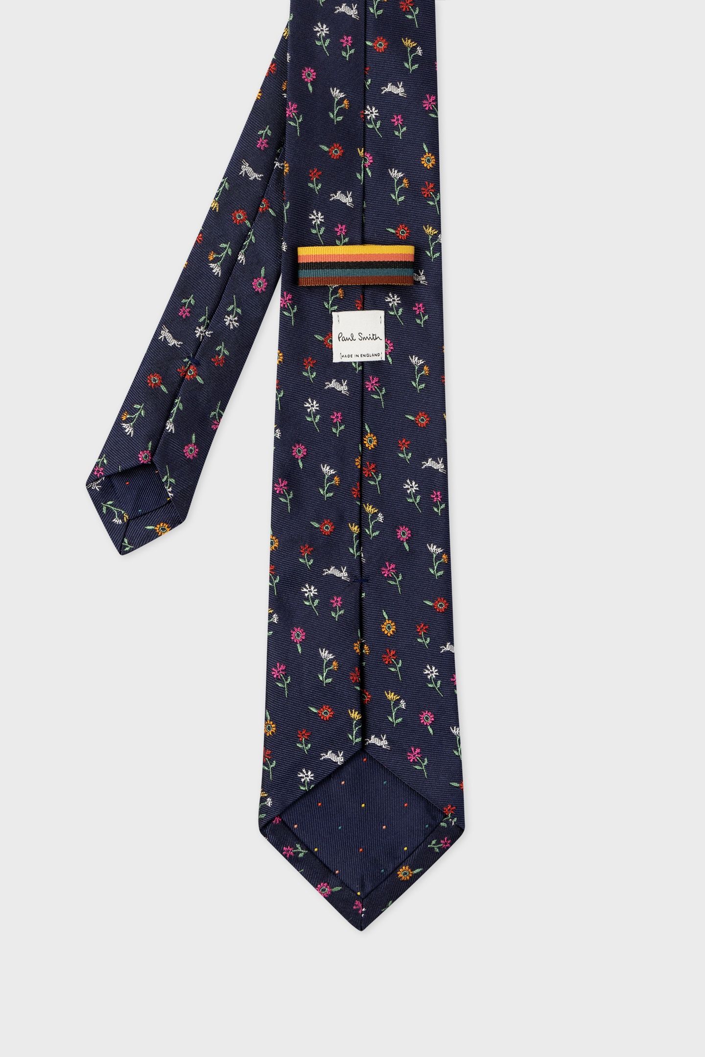 MEN TIE FLORAL RABBIT NAVY 2