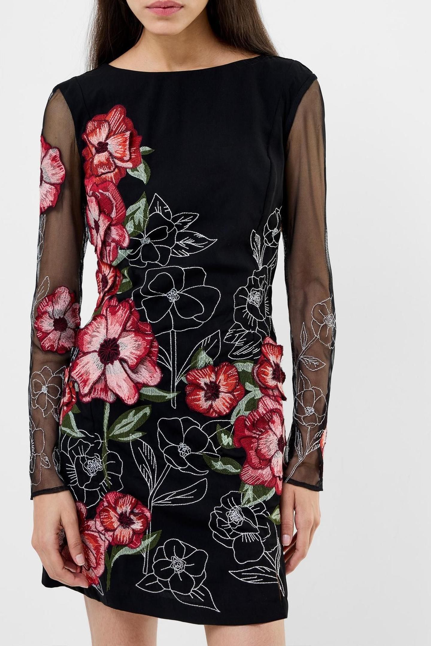 ASTRIDA DARCY CREPE DRESS BLACK FLORAL MULTI 3