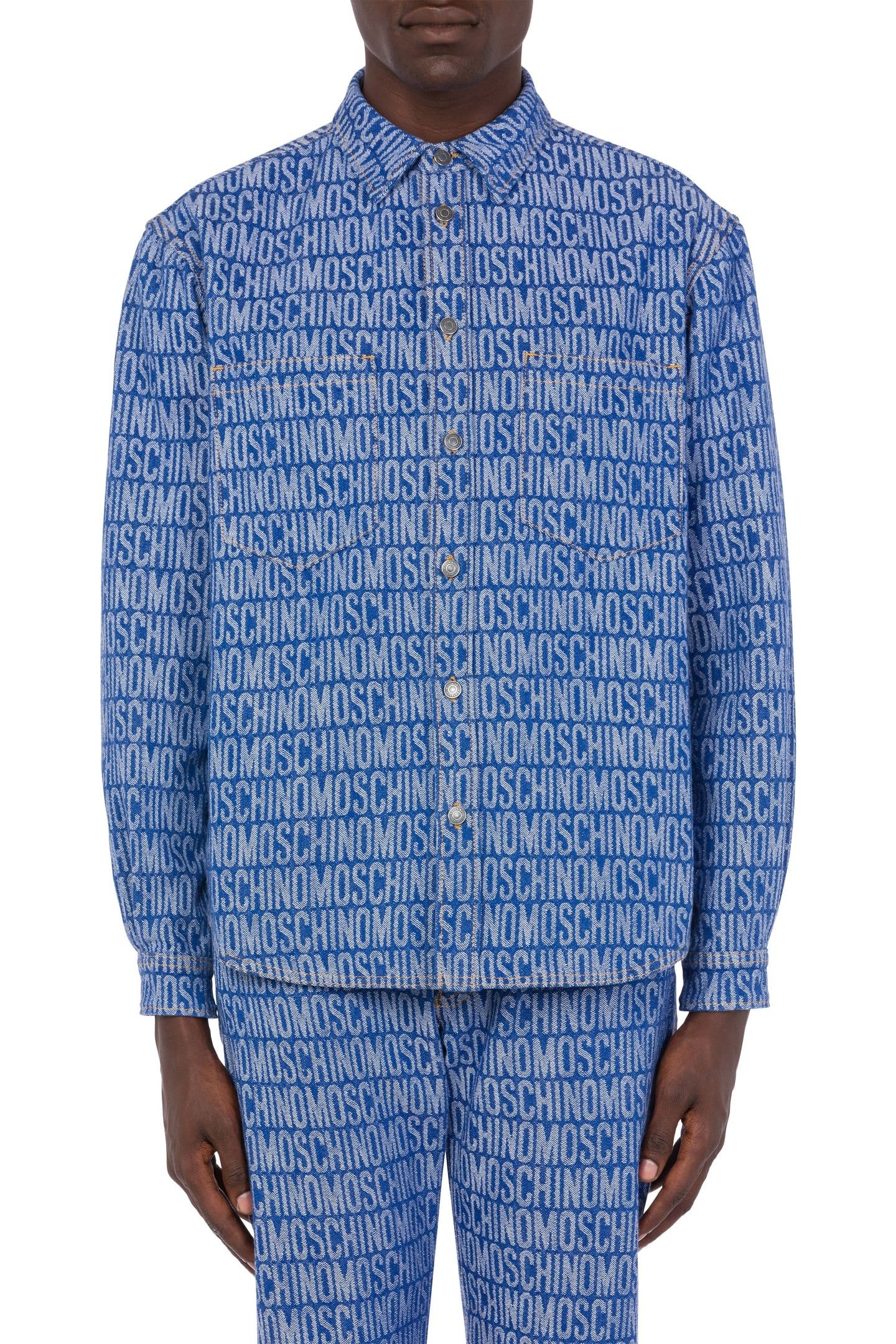 ALLOVER LOGO JACQUARD DENIM SHIRT BLUE 1