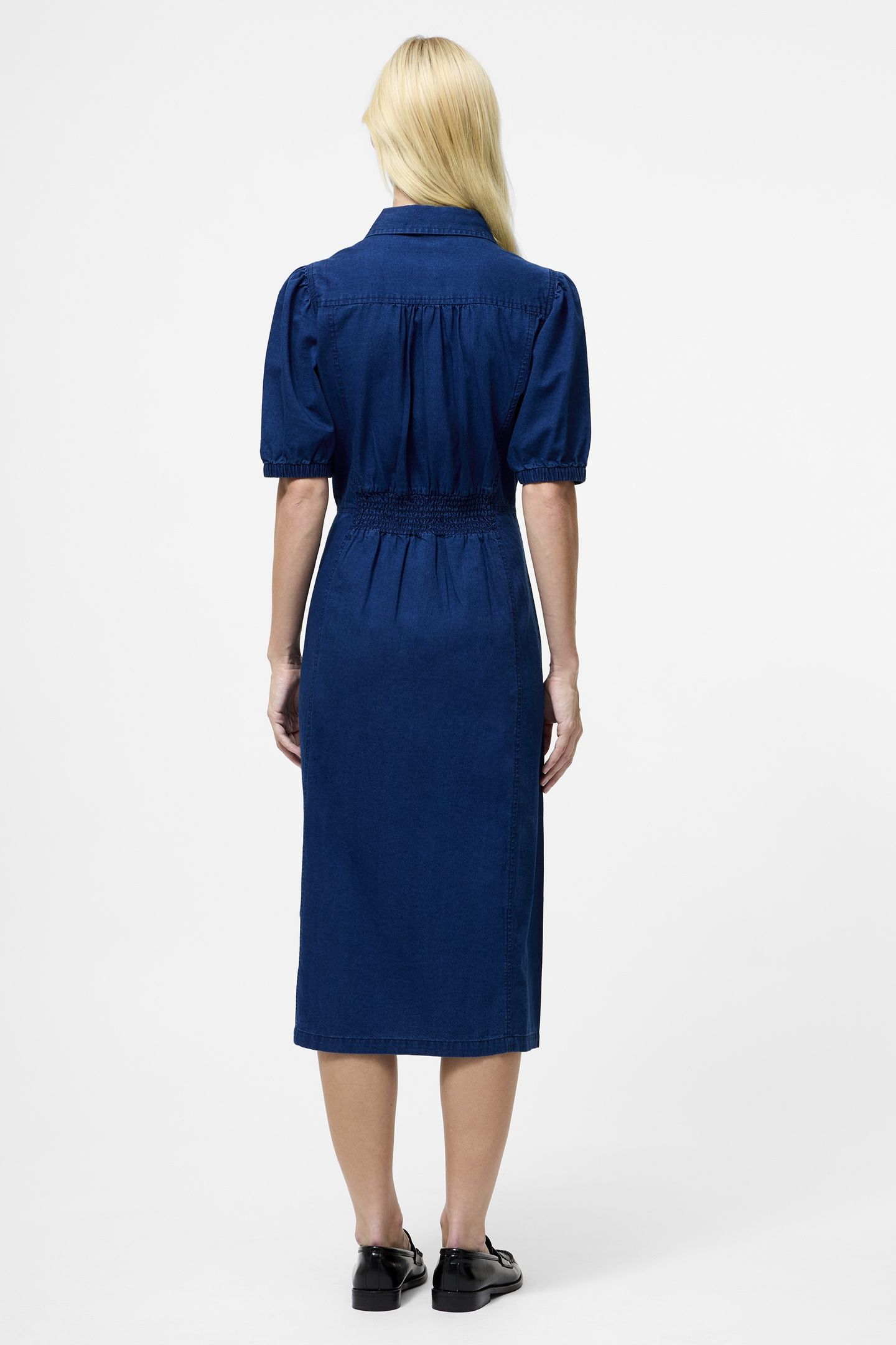 CHAMBRAY BUTTON THROUGH DRESS MID WASH 2