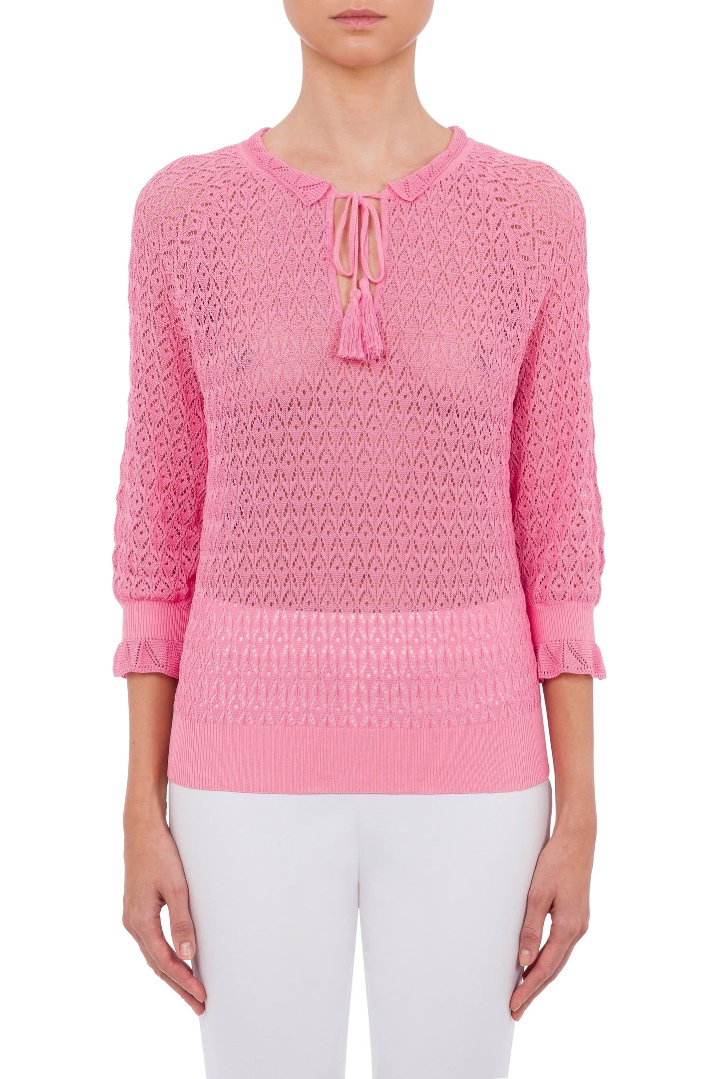 PUNCHED COTTON SWEATER PINK 1