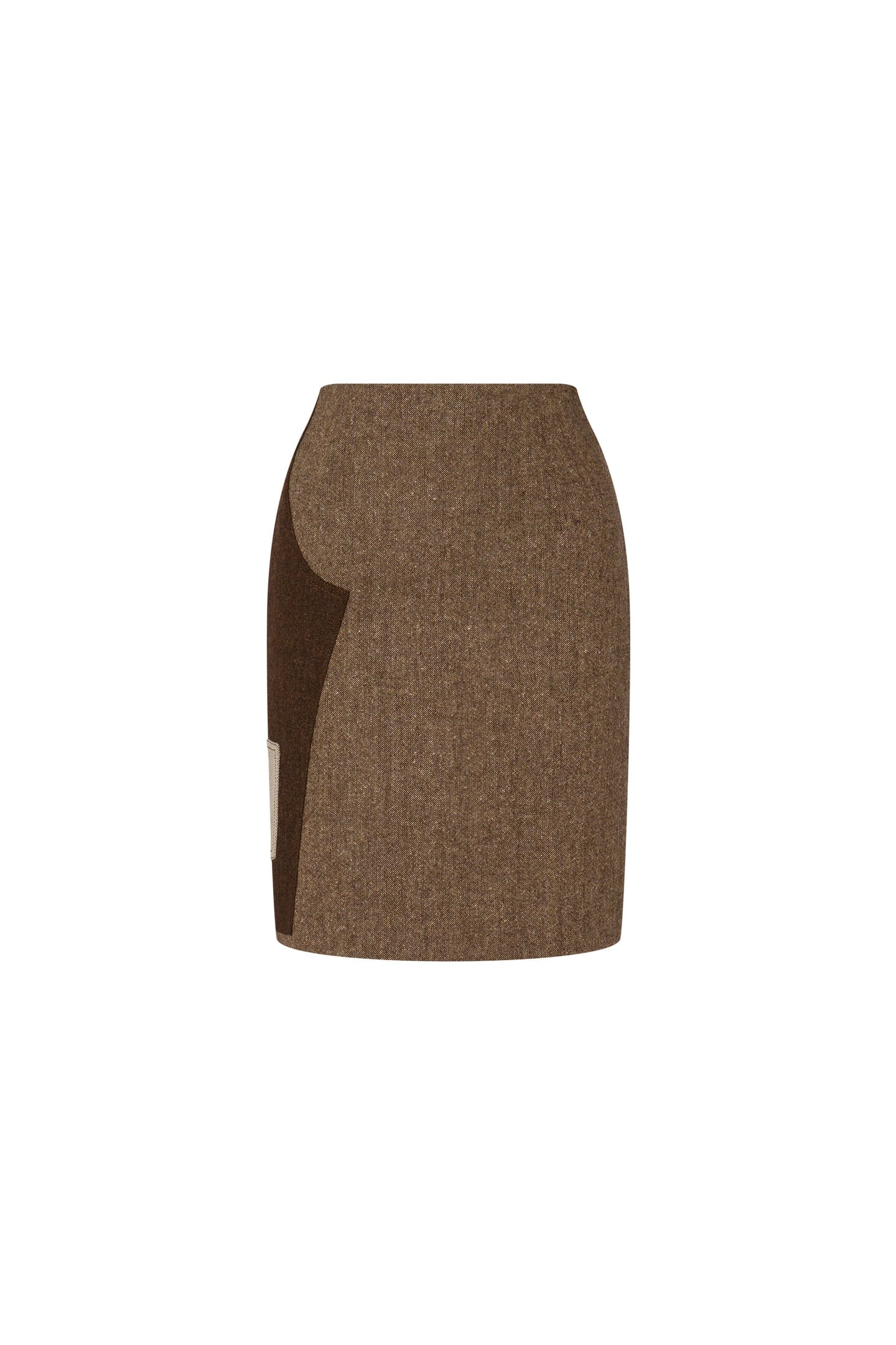 PATCHWORK WOOL BLEND SKIRT BROWN 3