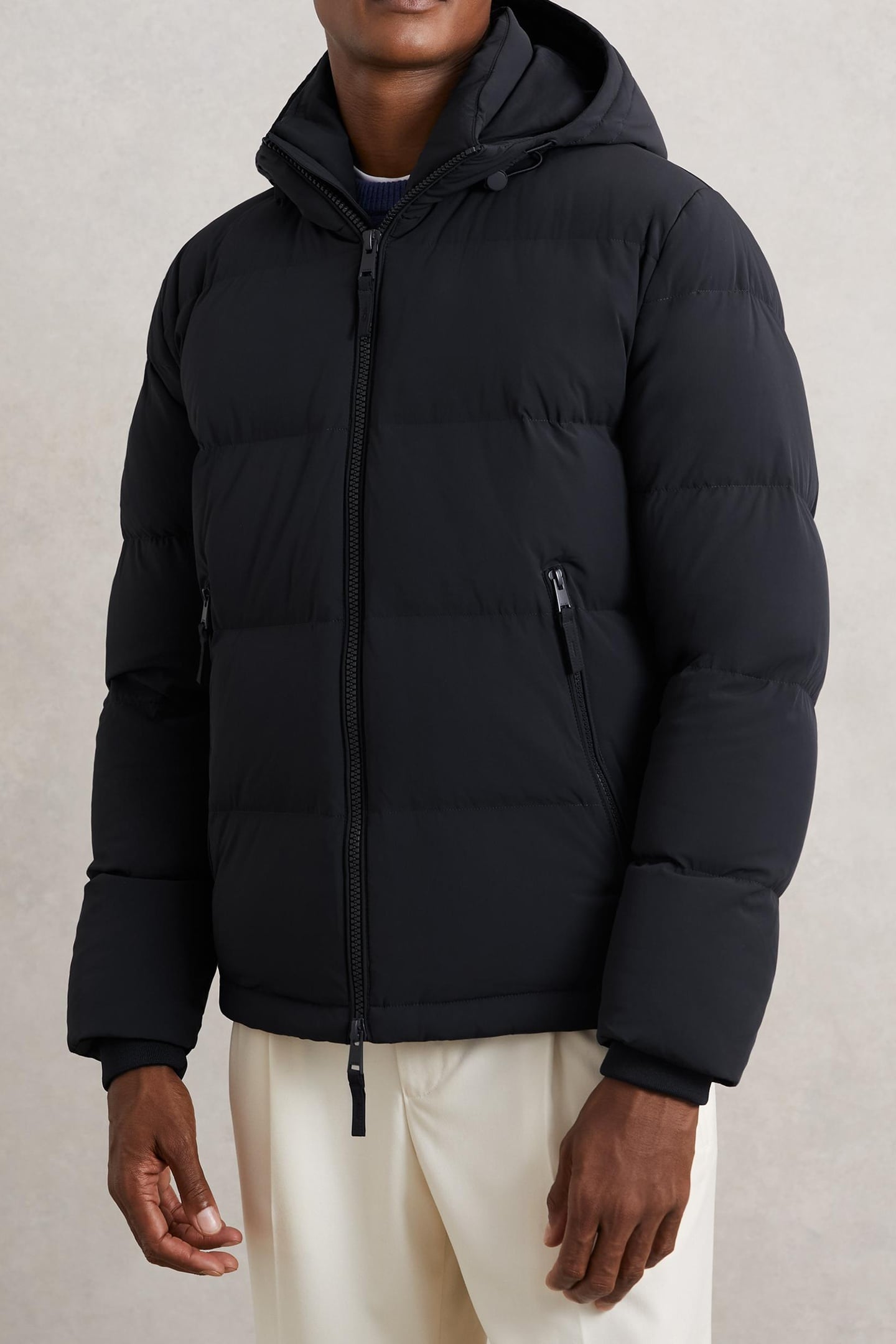LS QUILTED ZIP THROUGH PUFFER JACKET NAVY 1