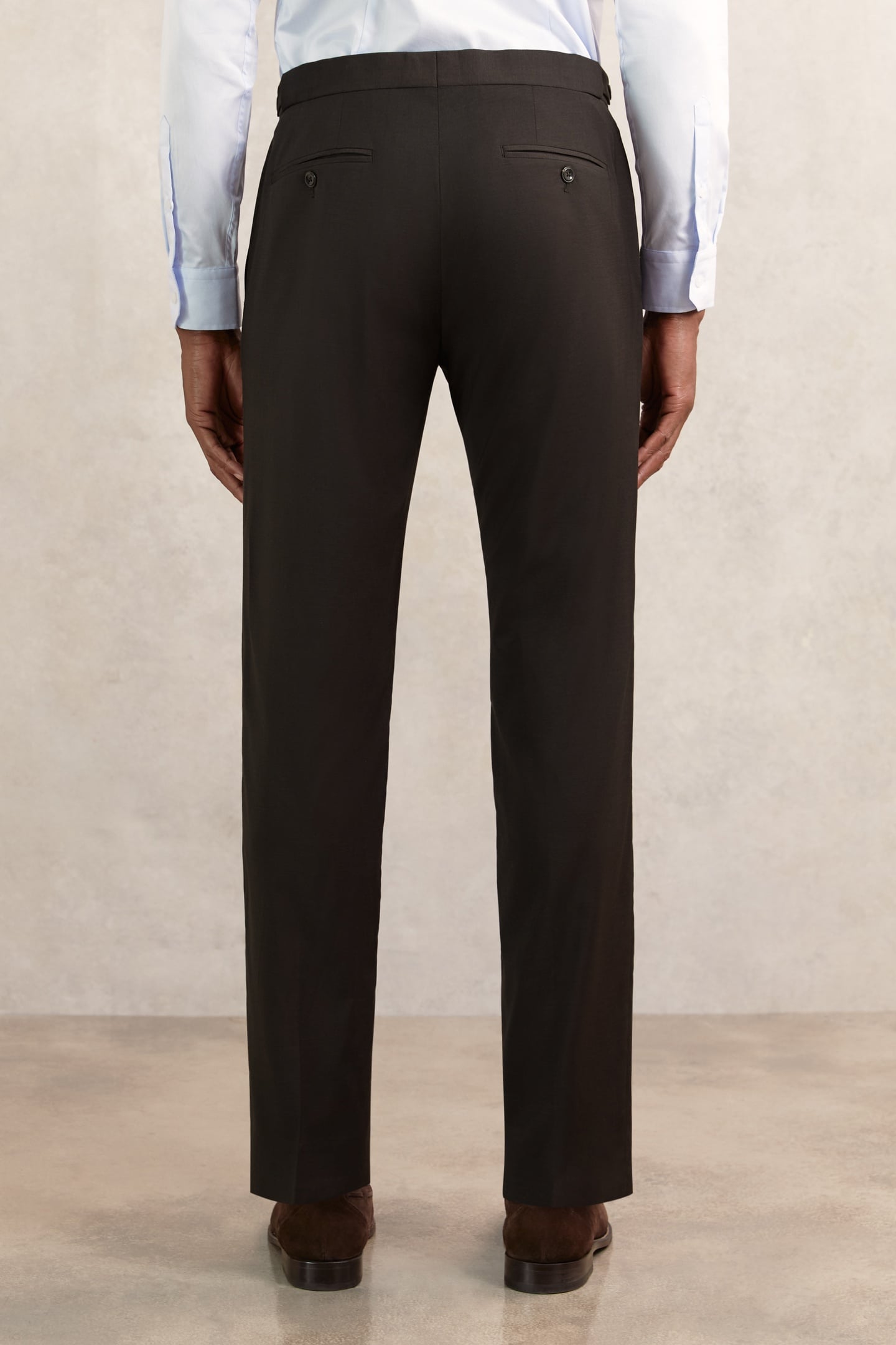 PLAIN WOOL MIXER TROUSER CHOCOLATE BROWN 2