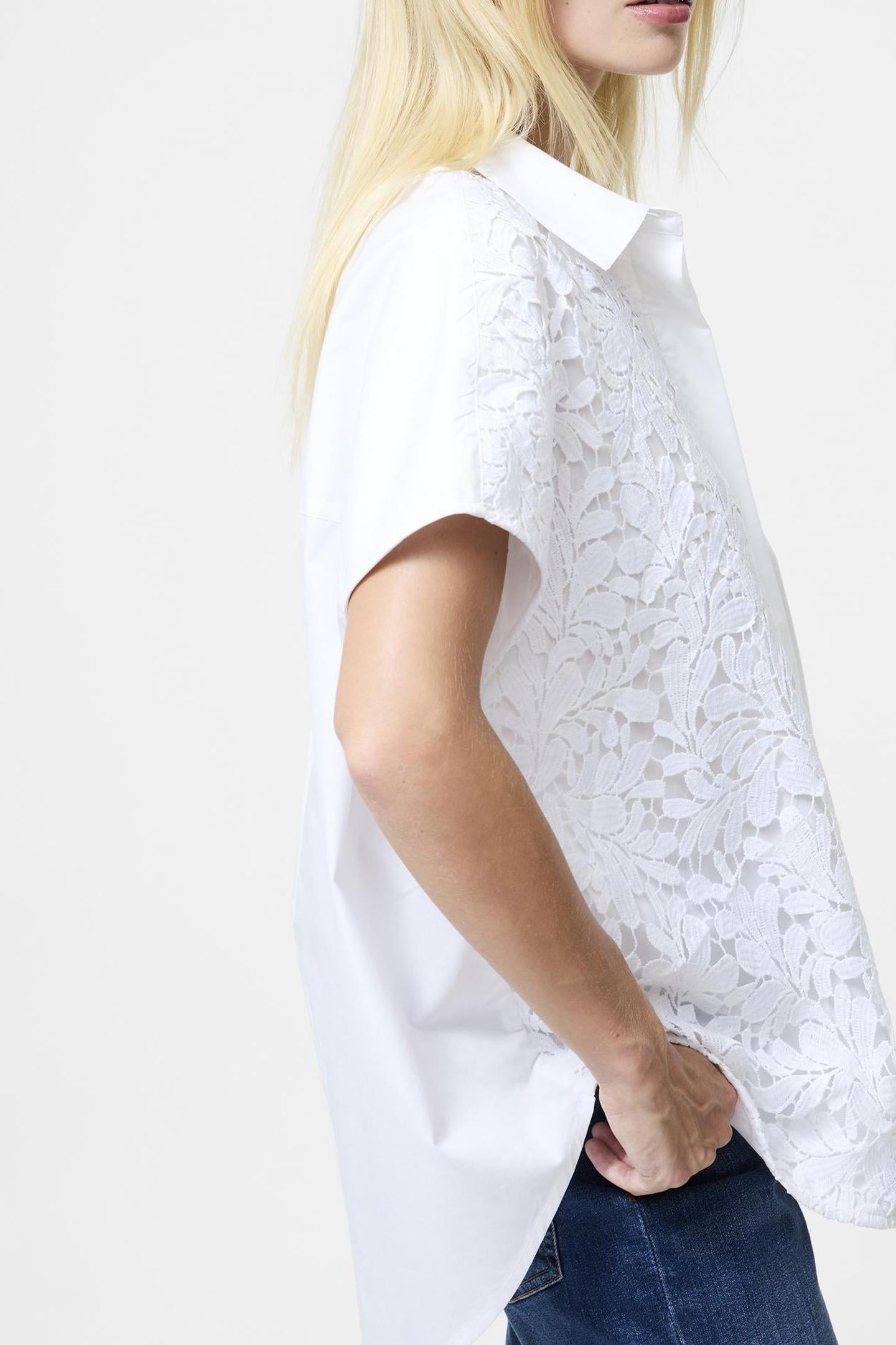 CAMBRIA COTTON HALF LACE SHIRT LINEN WHITE LINEN WHITE 4