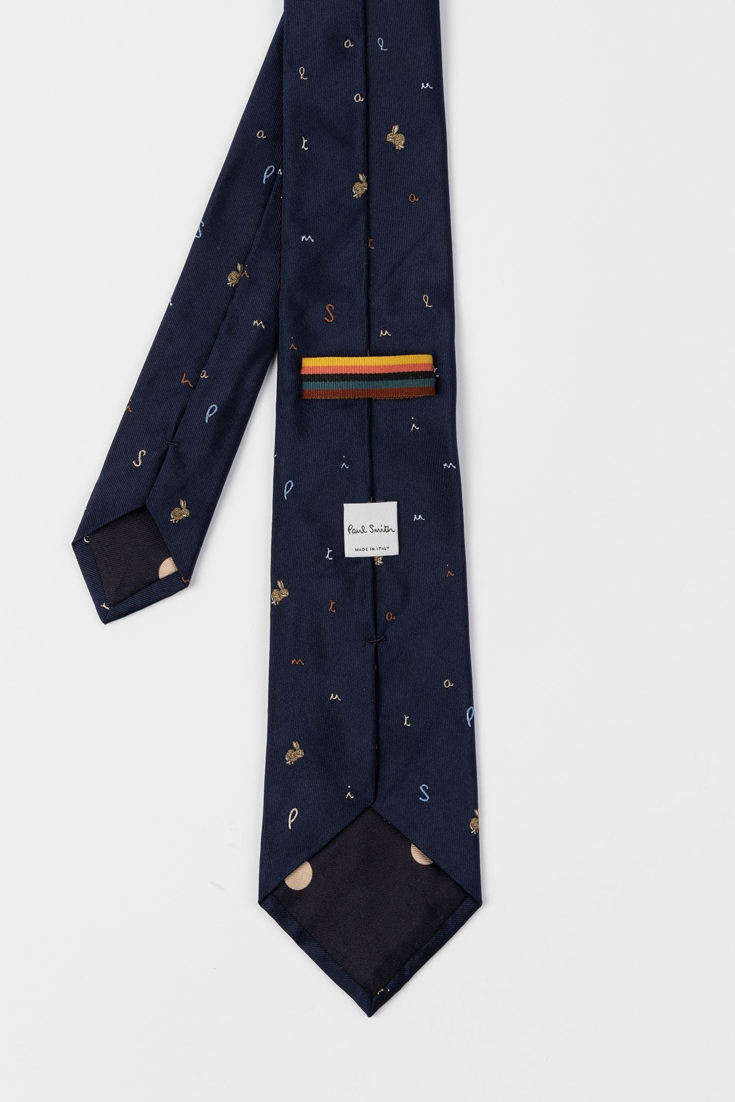 MEN TIE RABBIT LETTERS NAVY 4