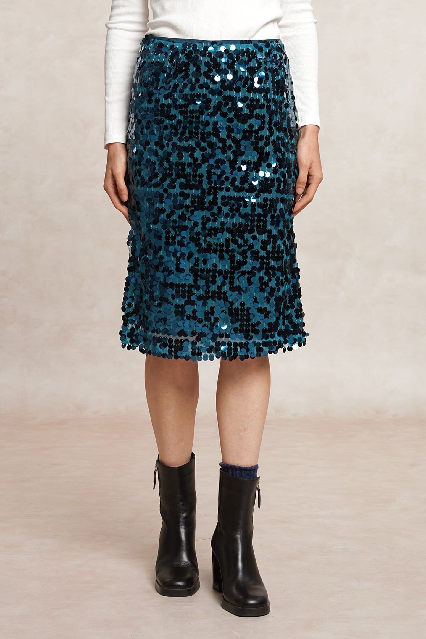 STRAIGHT SEQUIN MIDI SKIRT GREEN 3