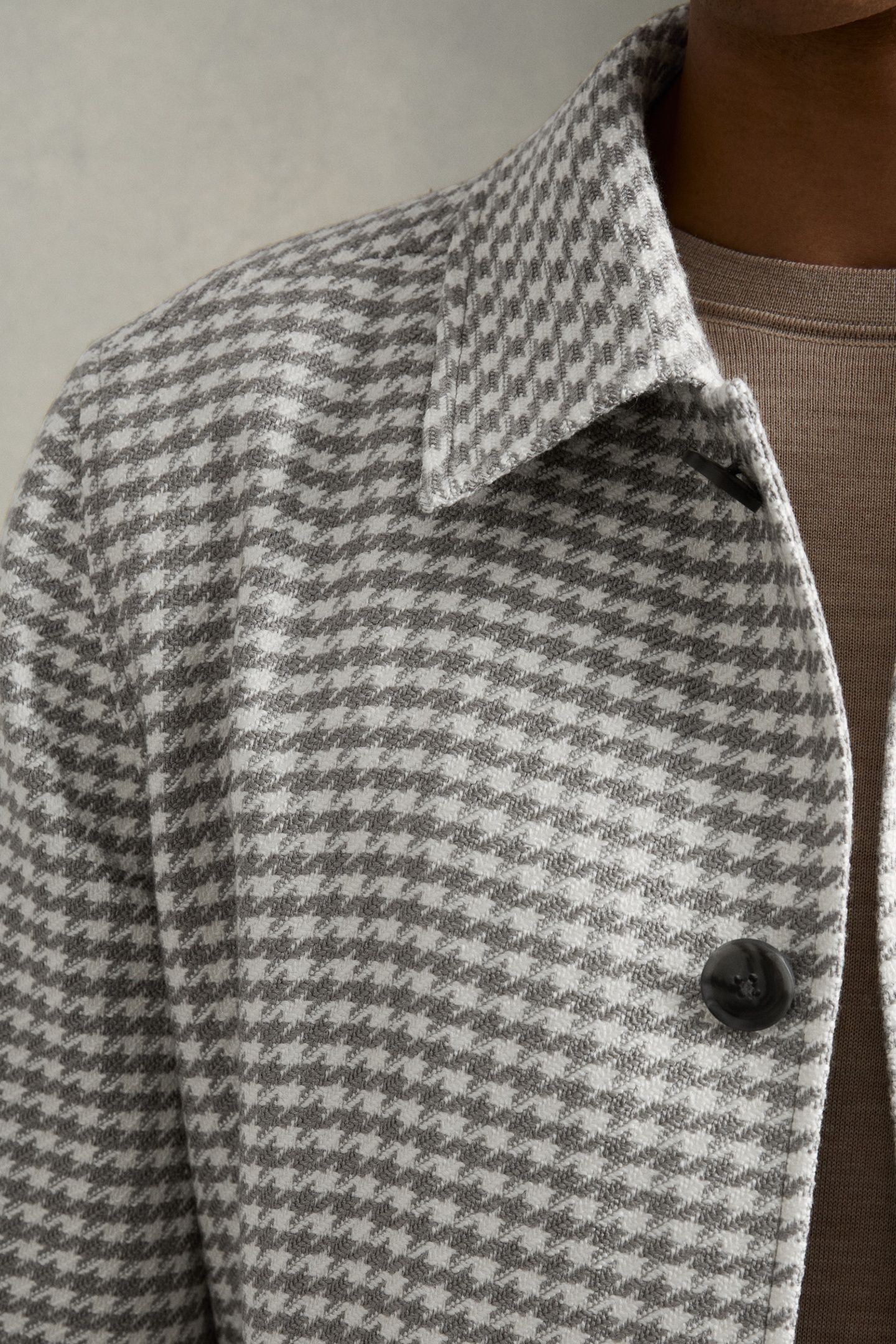 LS DOGTOOTH CHECK BLOUSON JACKET SOFT GREY/WHITE 7