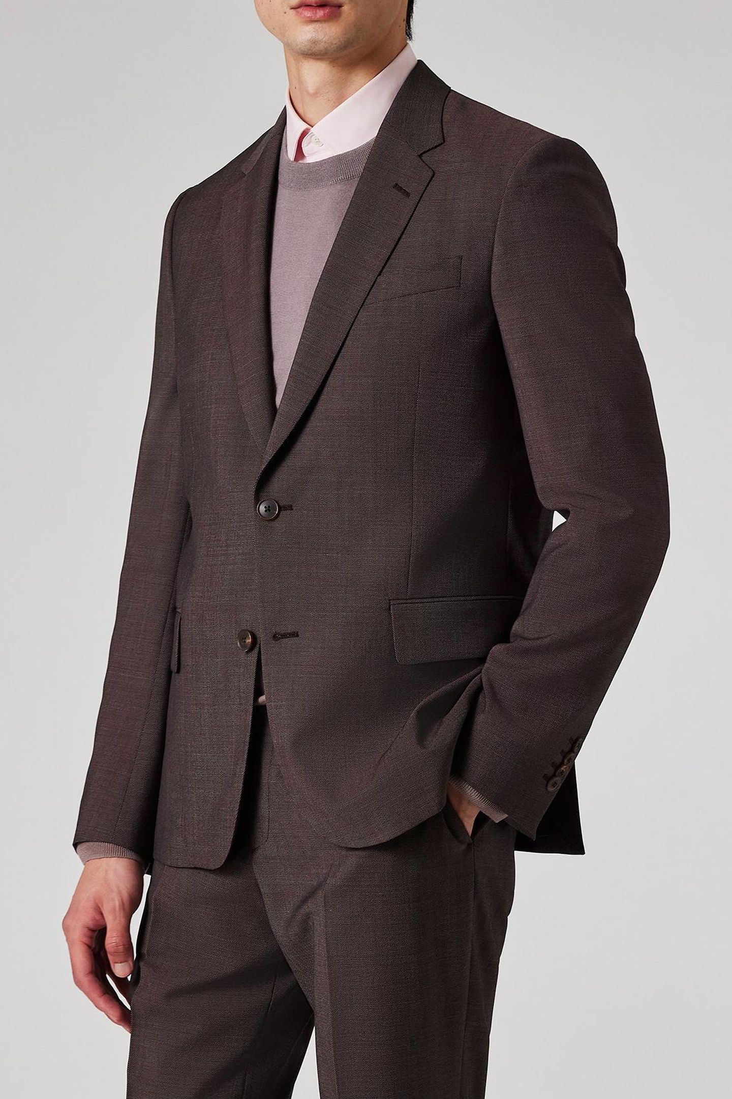 MENS TAILORED FIT 2BTN SUIT CHOCOLATE 1