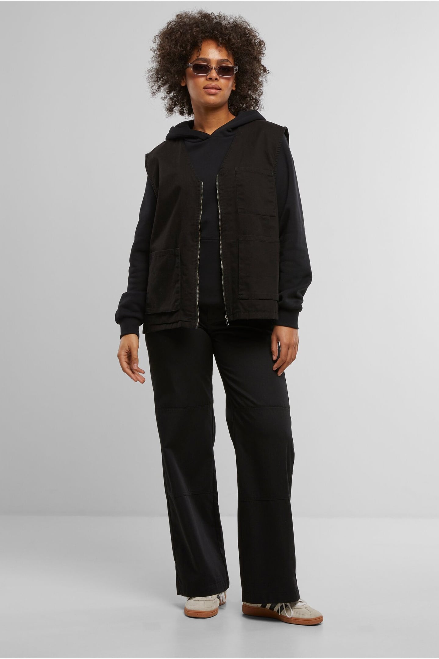 LADIES ESSENTIALS LOOSE BRUSHED FLEECE HOODY BLACK 6