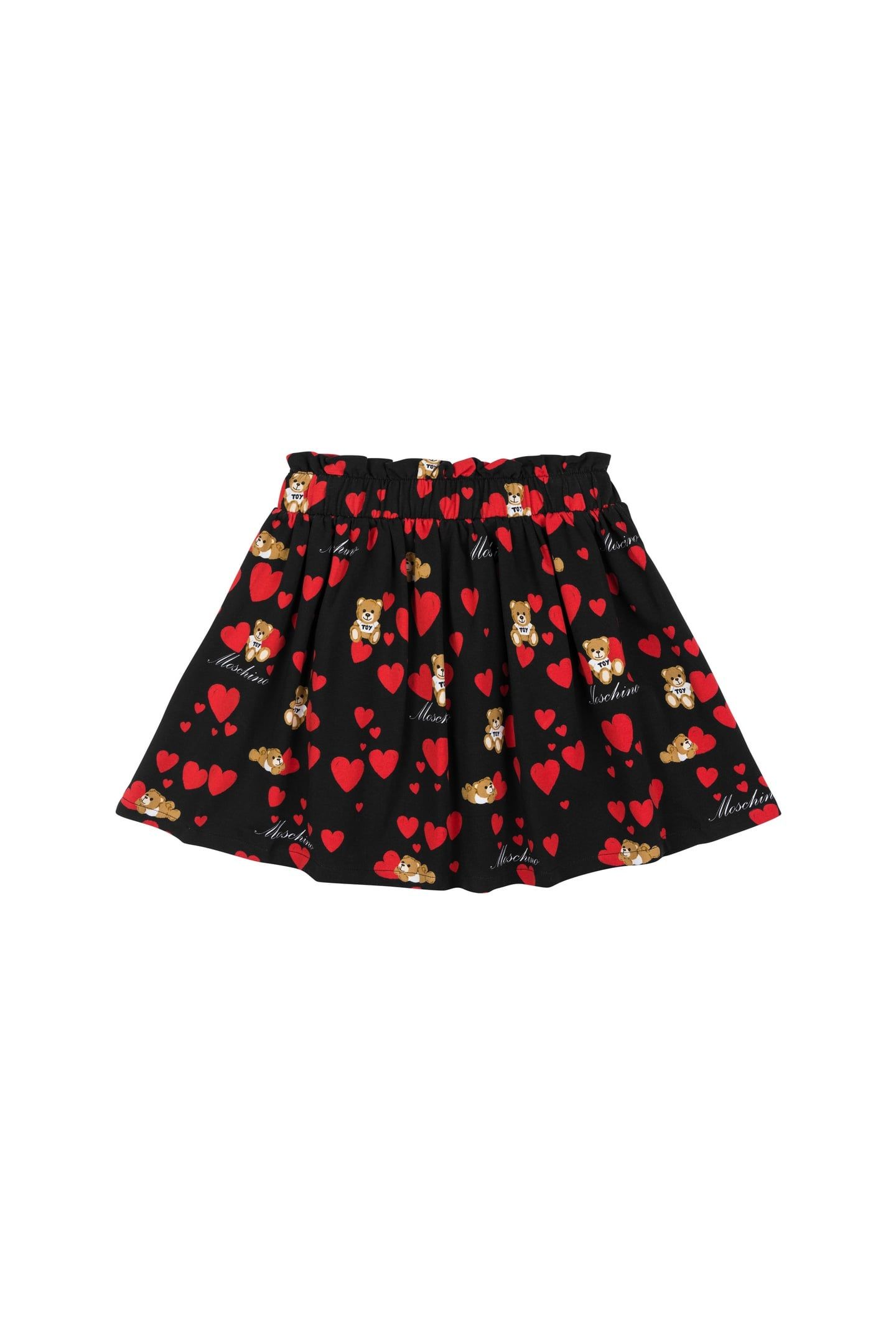GIRL'S ALLOVER TEDDY HEARTS FLEECE SKIRT BLACK 1