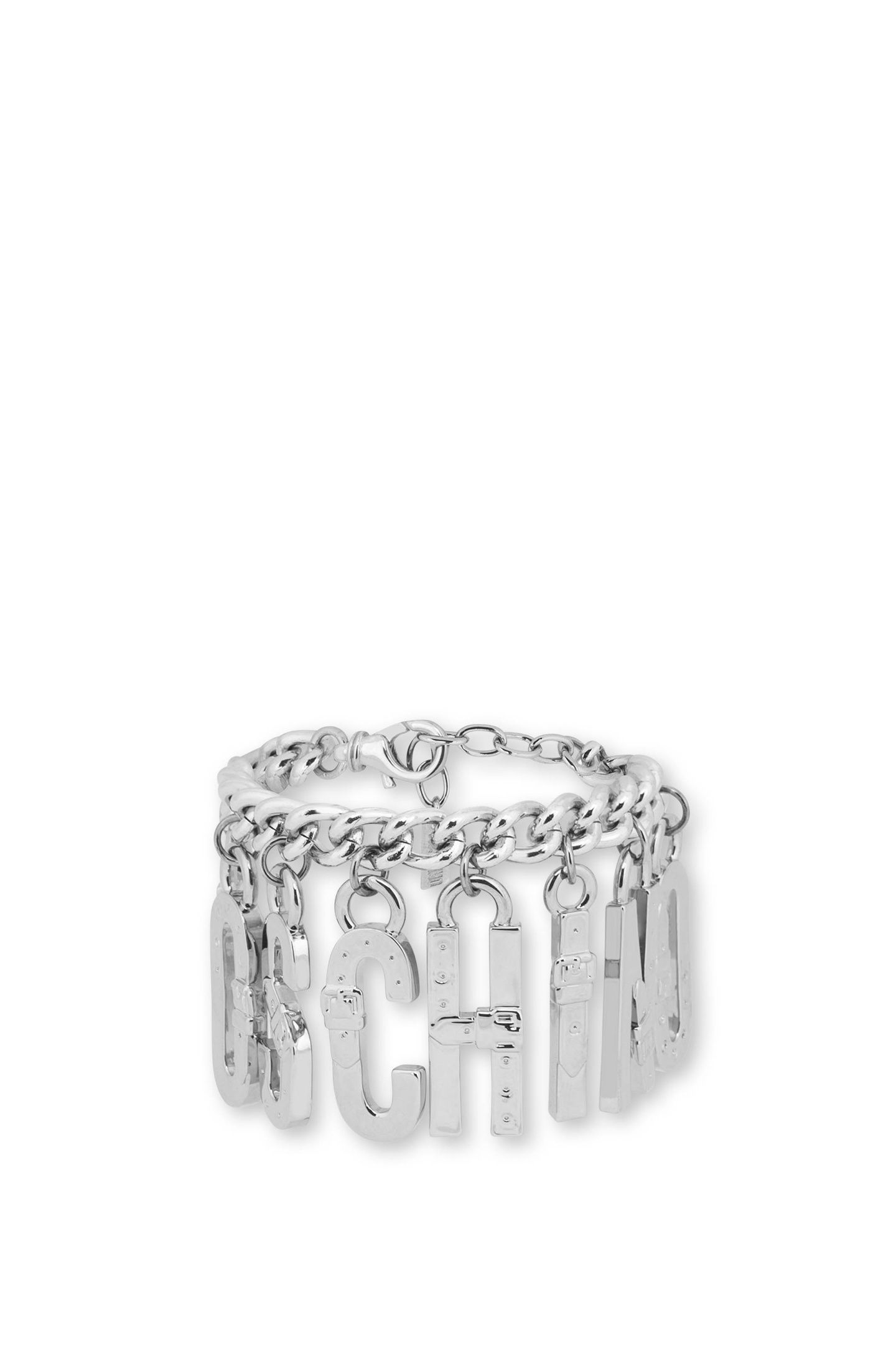 MOSCHINO BUCKLE LETTERING BRACELET SILVER 2