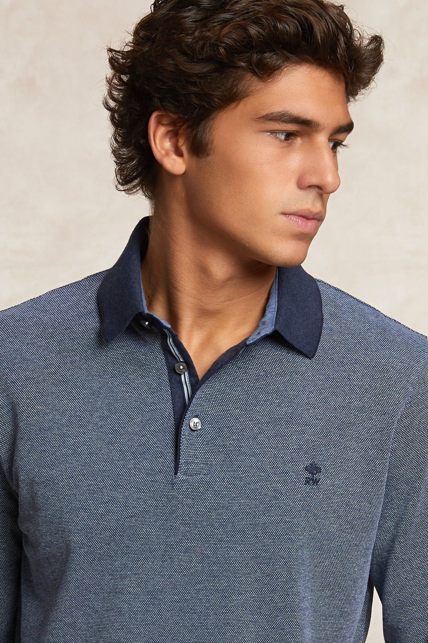 CUSTOM FIT COTTON JACQUARD POLO ADMIRAL/NIGHT SKY BLUE 4