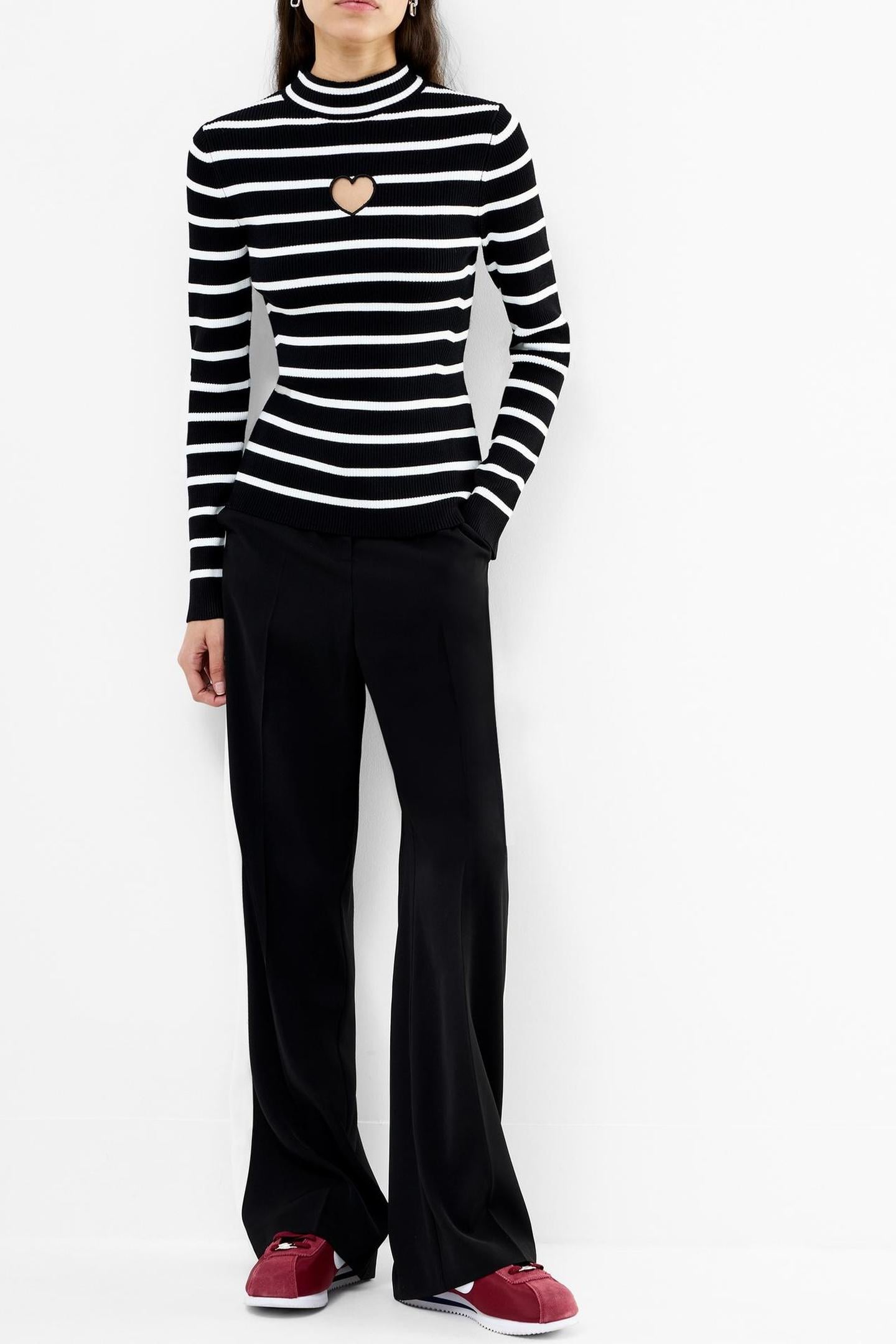 MELROSE LS HEART CUT OUT JUMPE BLACK/PORCELAIN CREA 1