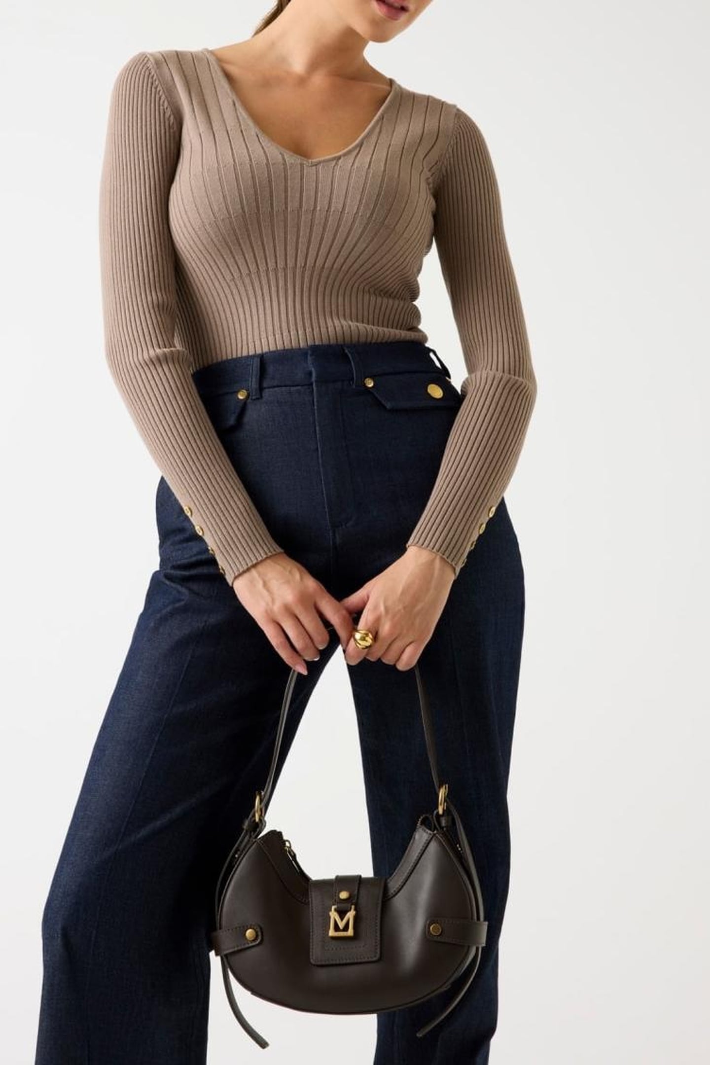 AGATHE LS VN TOP SWE SILK TAUPE 1
