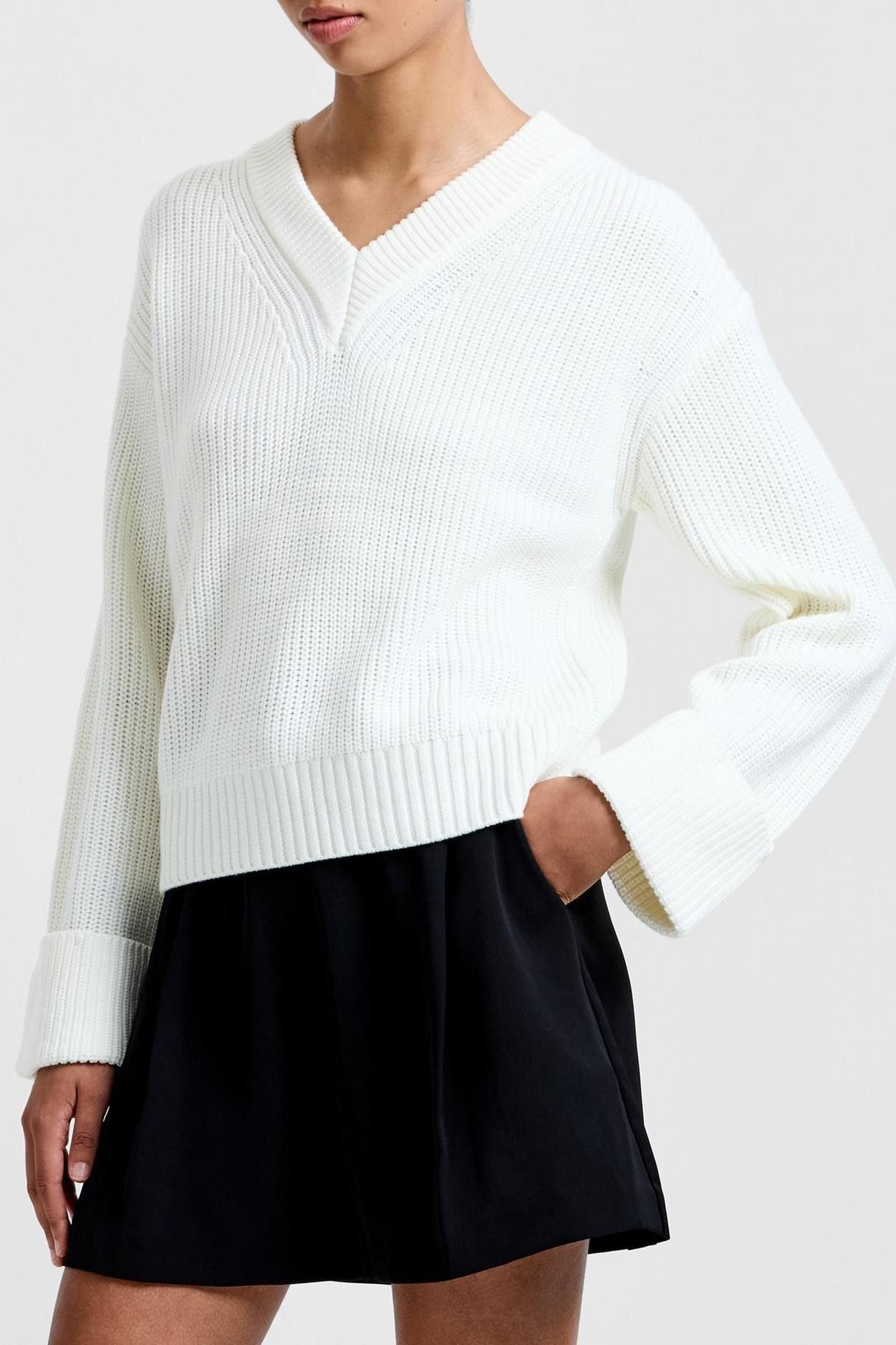 JOSS L/S V NK JUMPER PORCELAIN CREAM 2