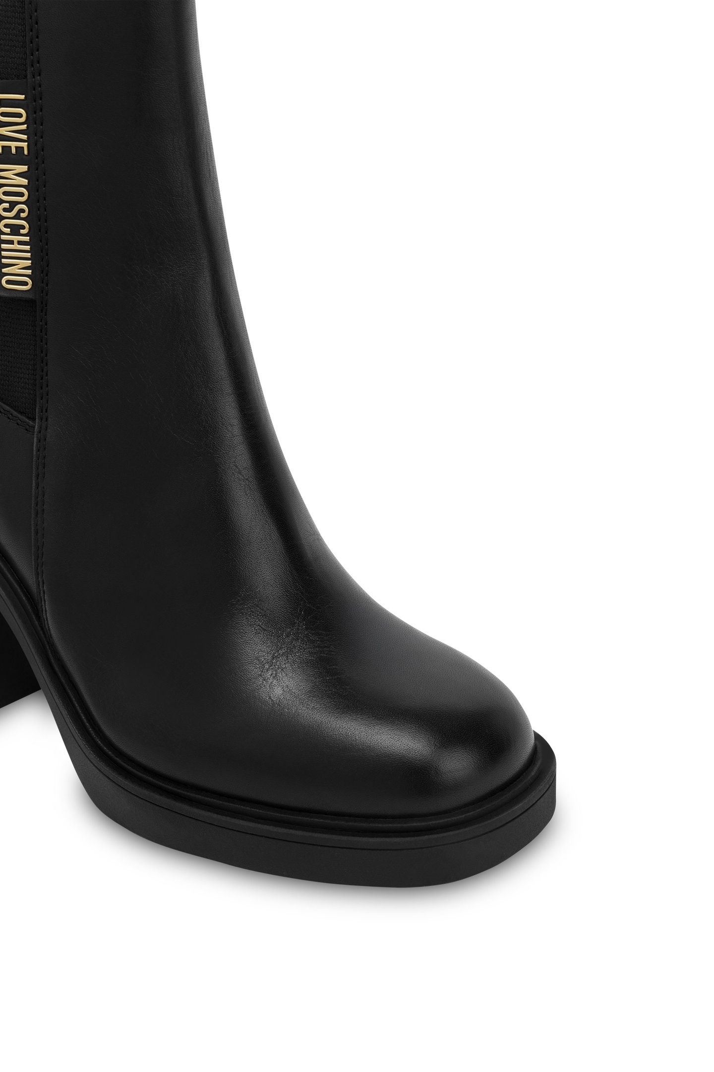 BLACK LEATHER BOOT WITH HEEL BLACK 3