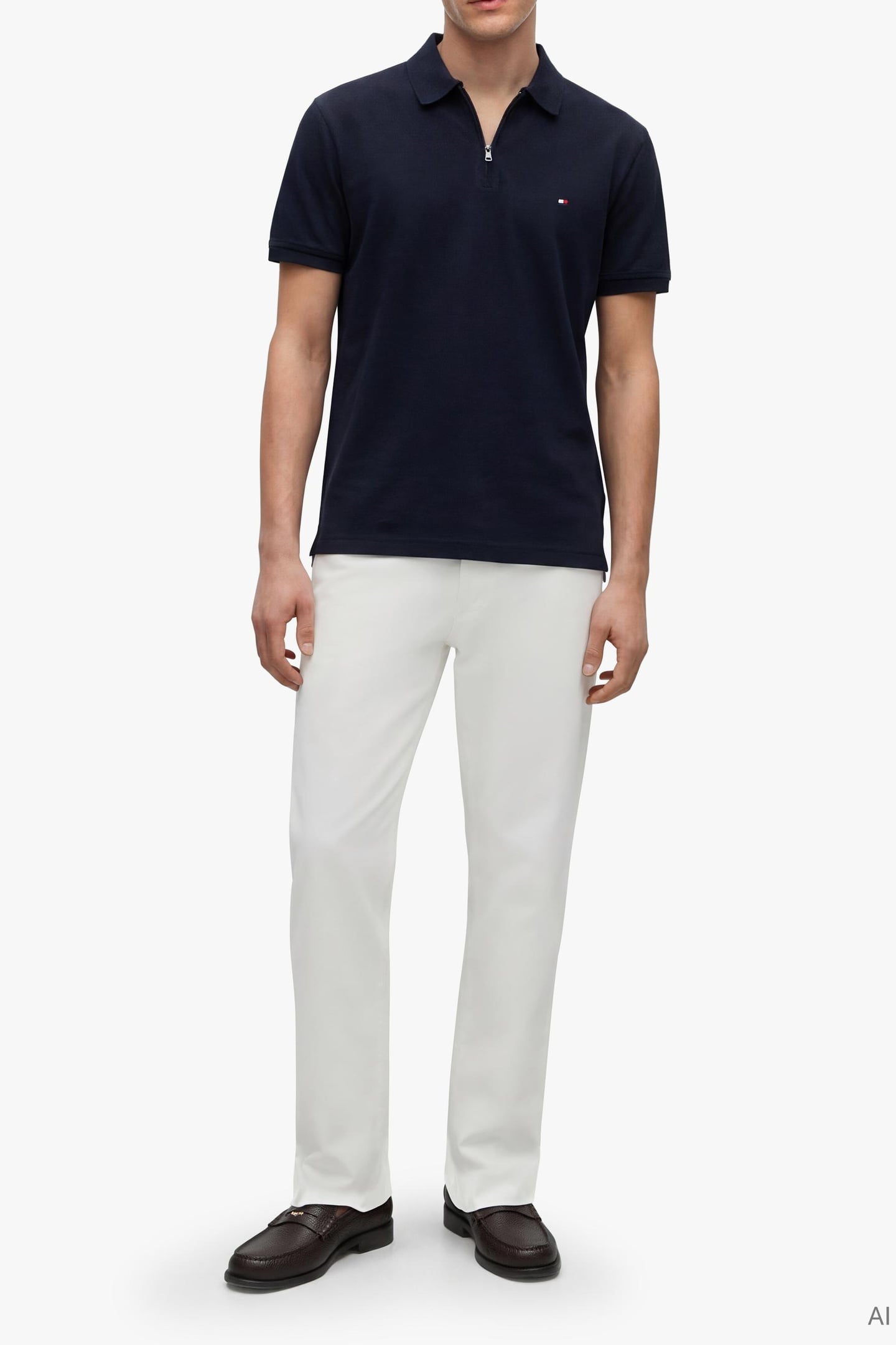 MERC PIQUE ZIP REGULAR POLO DESERT SKY 1