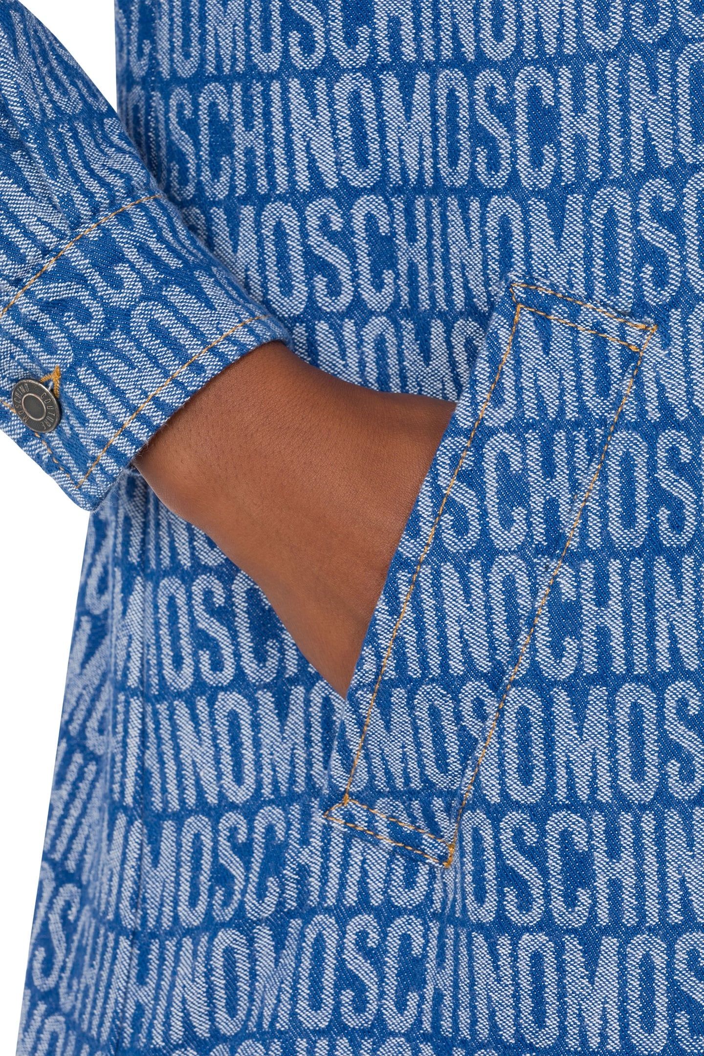 ALLOVER LOGO DENIM SHIRT DRESS BLUE 4