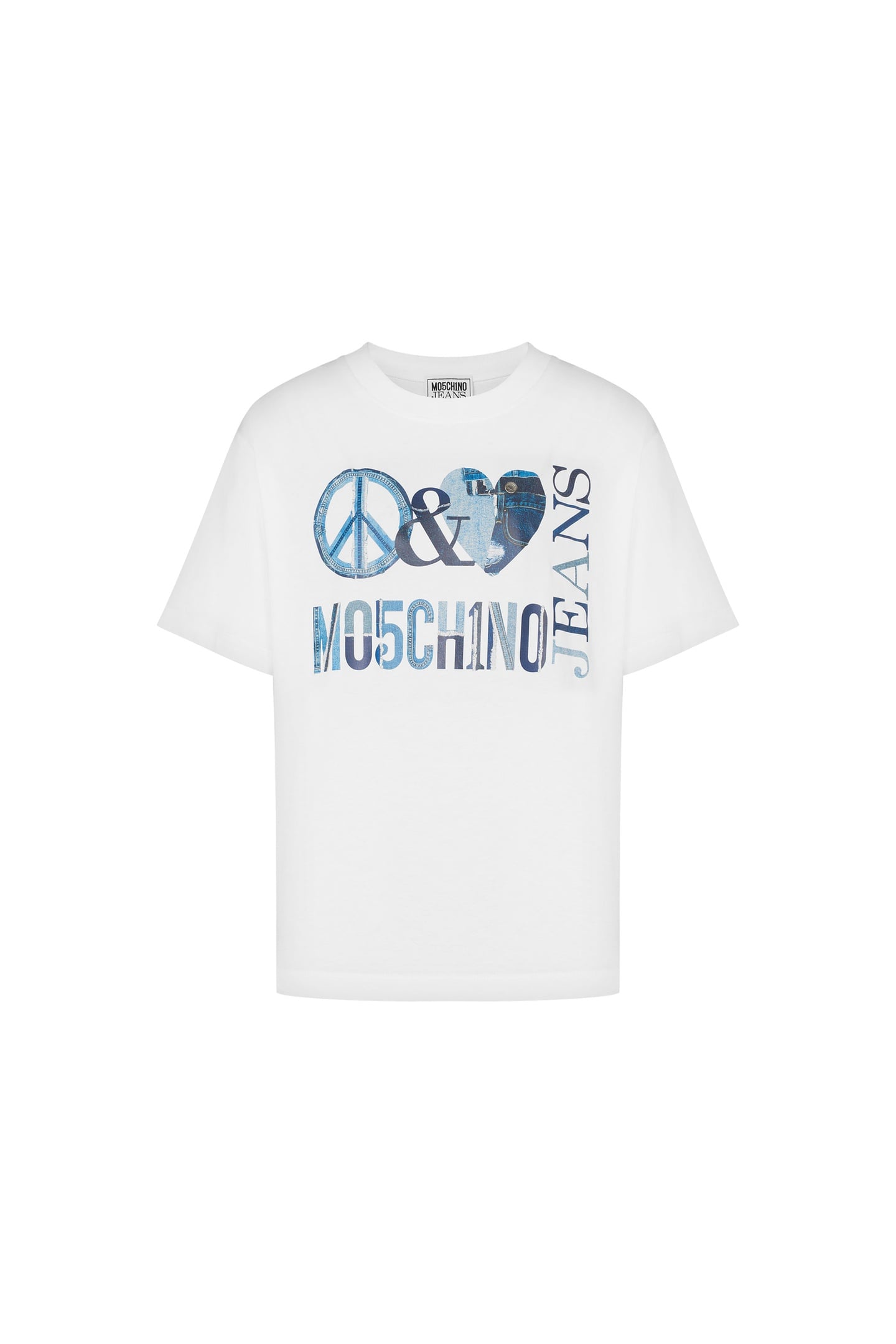T-SHIRT IN JERSEY DENIM PEACE & LOVE WHITE 3