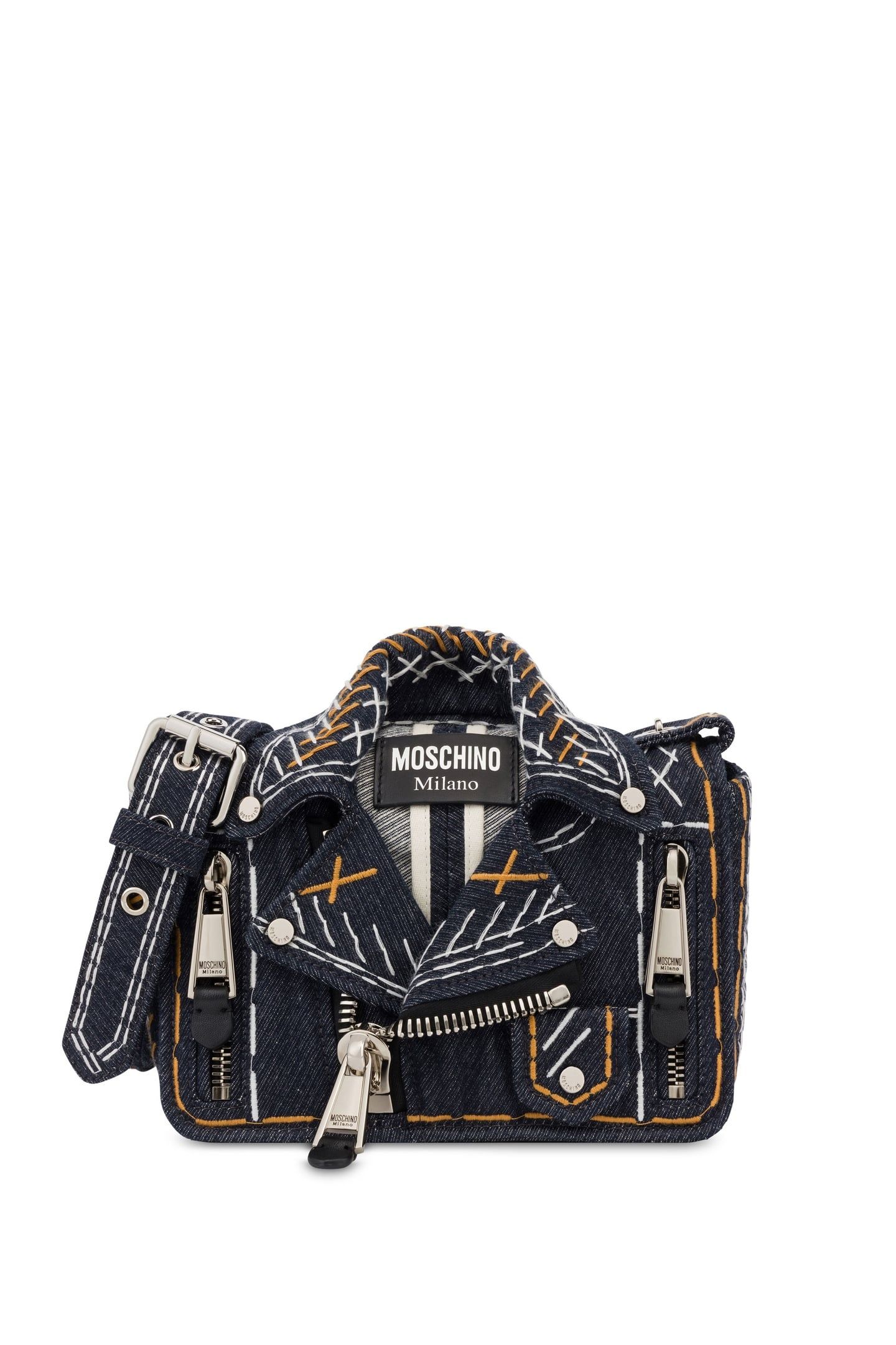 BIKER BAG IN DENIM STITCHING BLUE 1