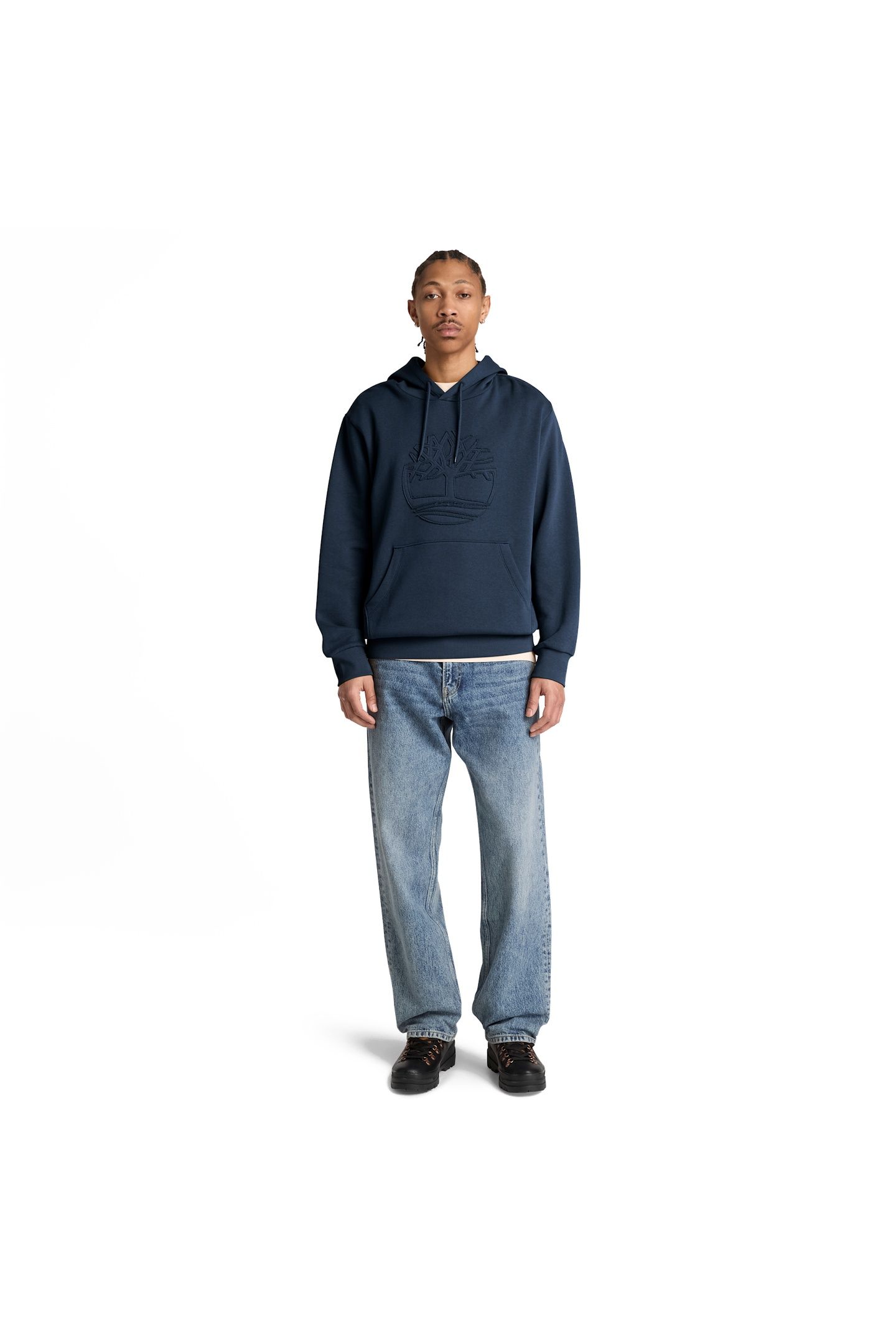 WAREHAM TREE LOGO PATCH BB HOODIE DARK SAPPHIRE 4