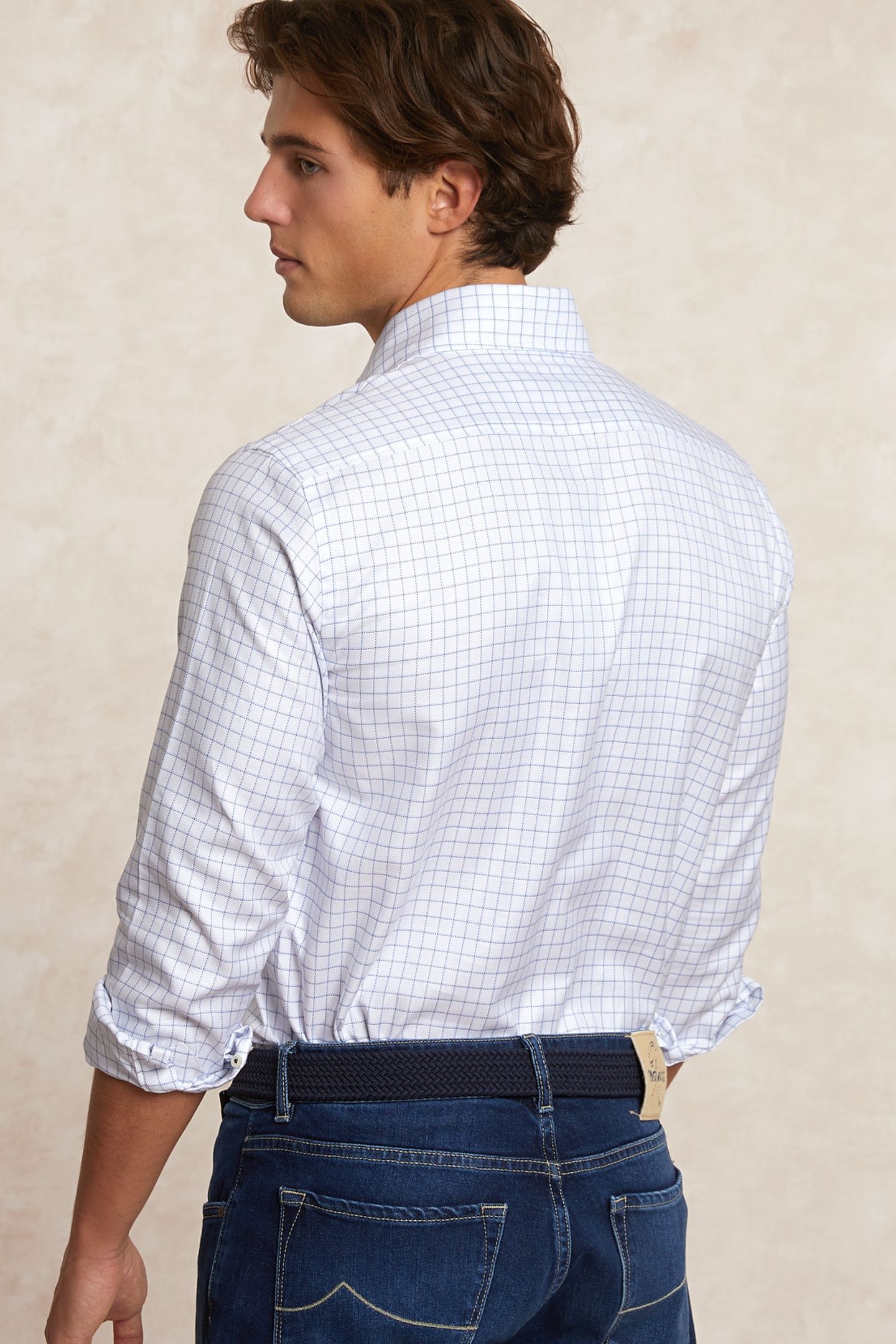 CUSTOM FIT CHECKED SHIRT BLUE/WHITE 2