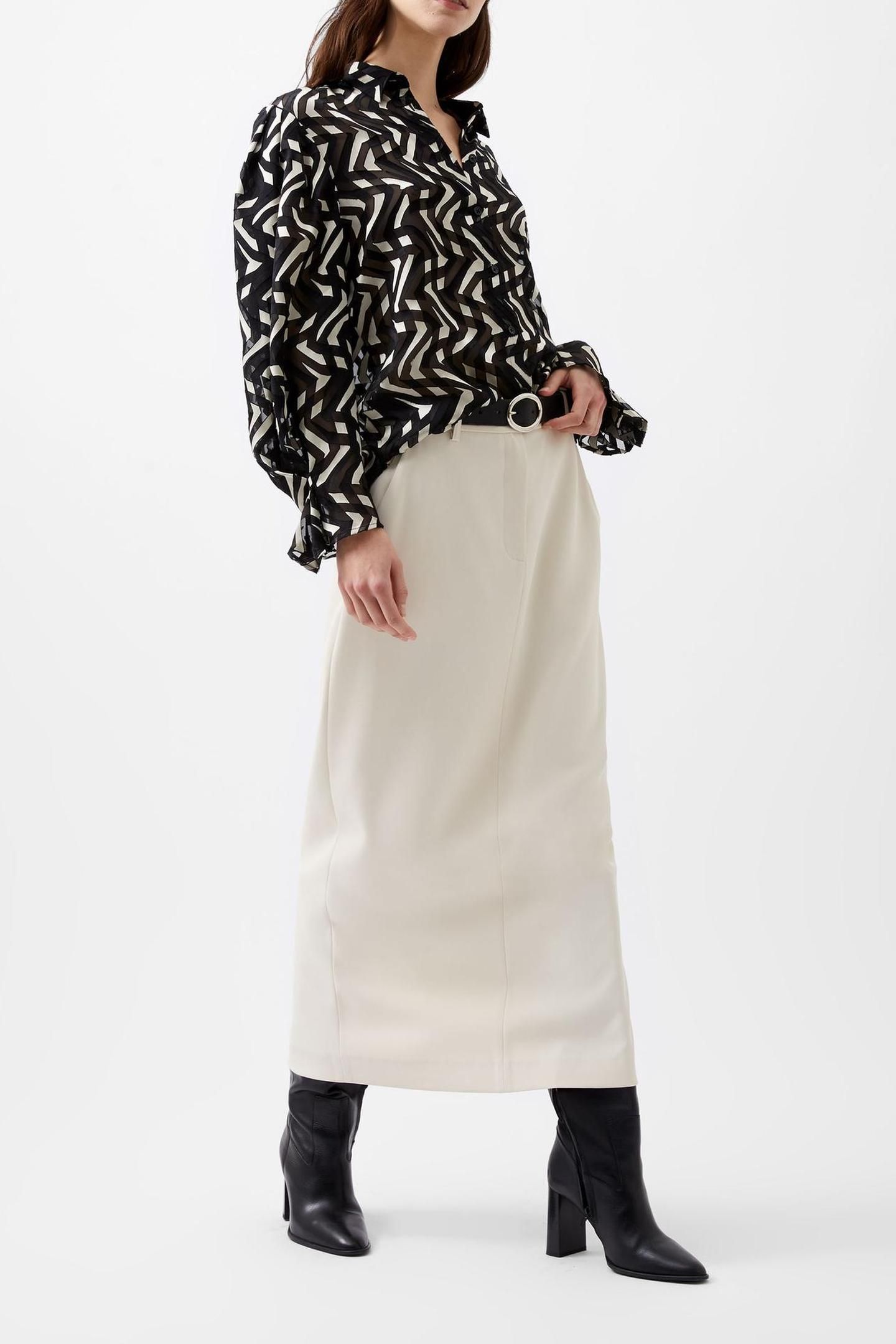 DIANDRA SATIN BURNOUT TOP BLACK/CLASSIC CREAM SIZE [XL] BLAC 1
