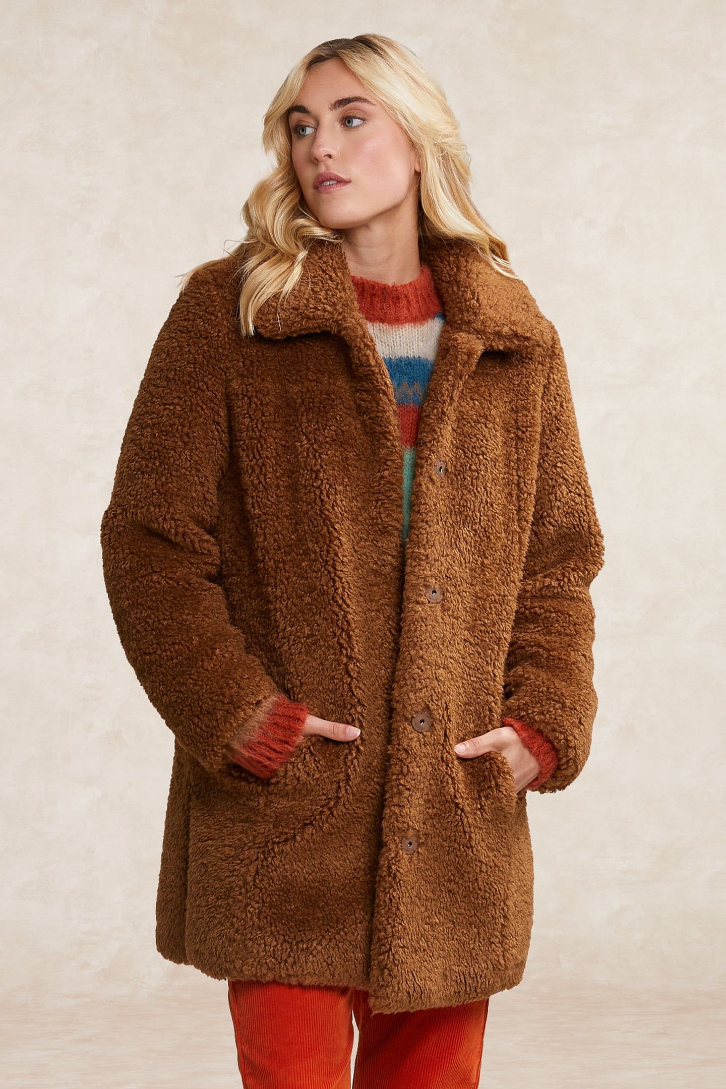 TEDDY COAT 2 POCKETS BROWN 1