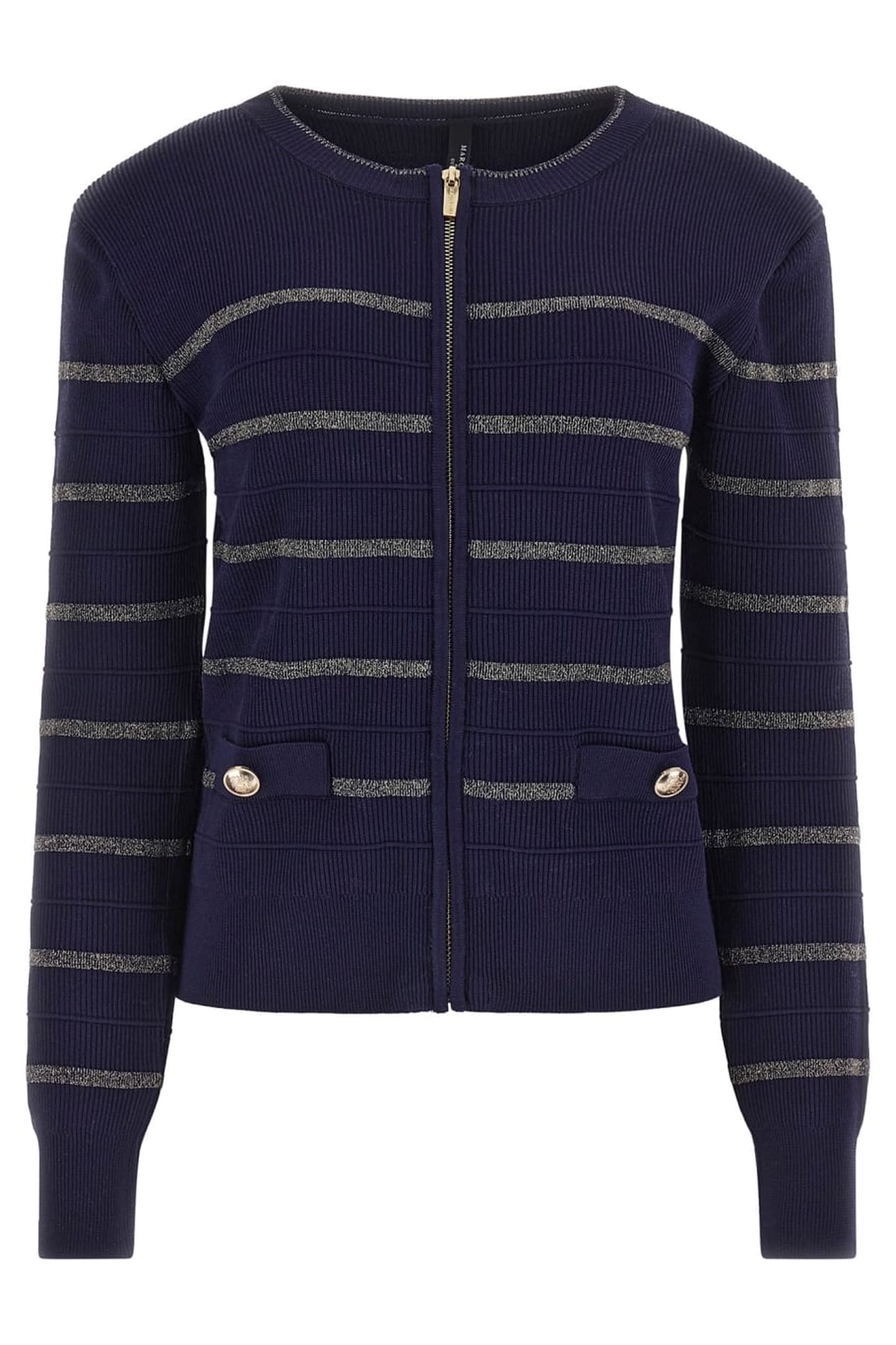 ADA CARDI SWTR NAVY/WHITE GOLD STRI 1