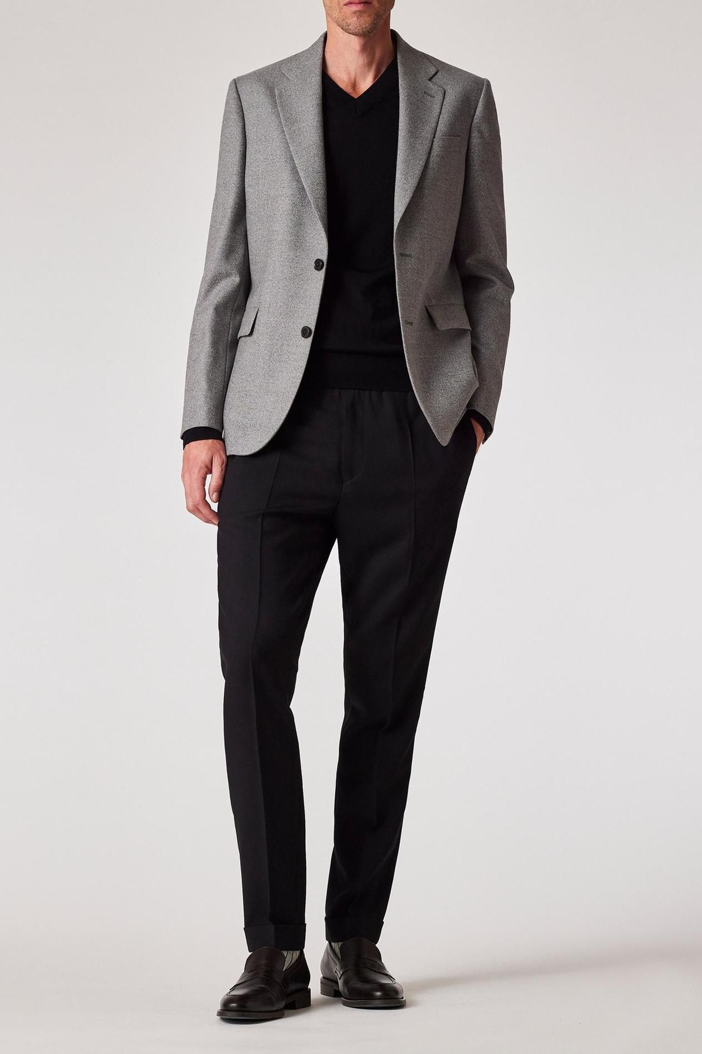 MENS TAILORED FIT 2 BUTTON JACKET GREY MELANGE 2