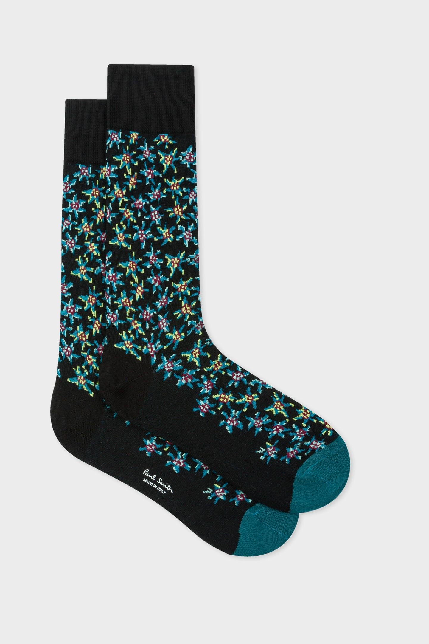 MEN SOCK TORN FLORAL BLACK 1