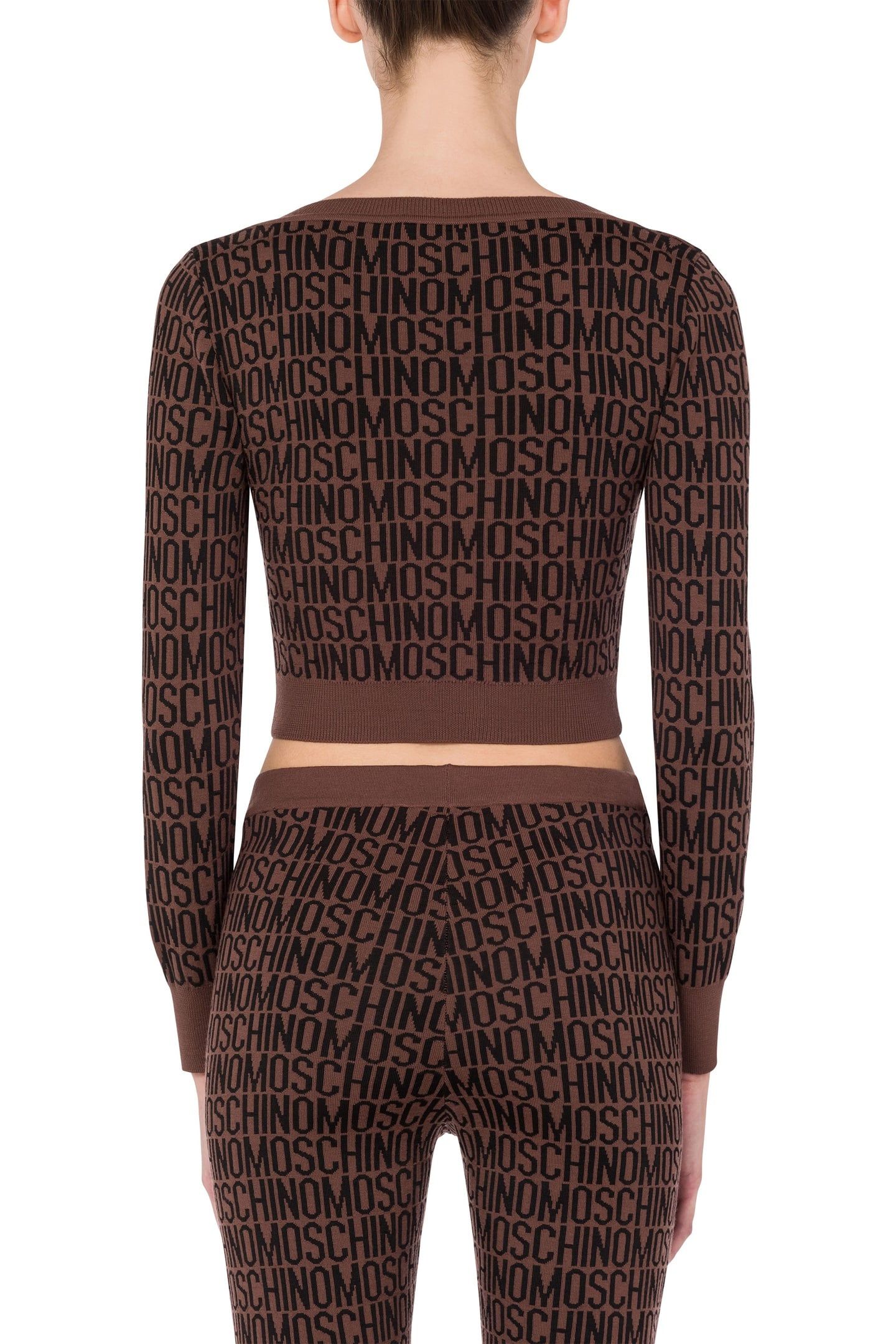 ALLOVER LOGO WOOL CROPPED PULLOVER BROWN 2