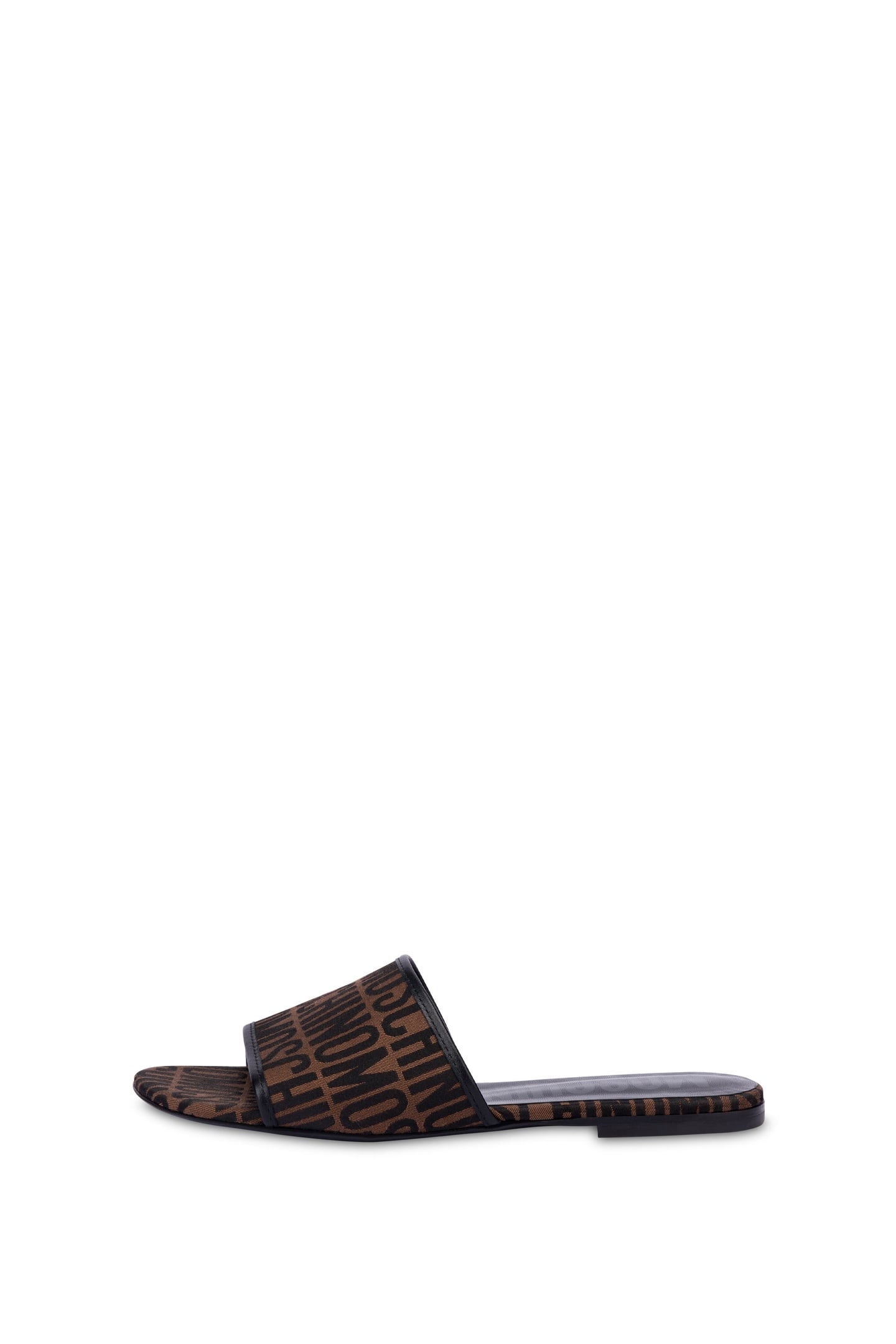 FLAT SANDALS IN ALLOVER LOGO NYLON BROWN 1