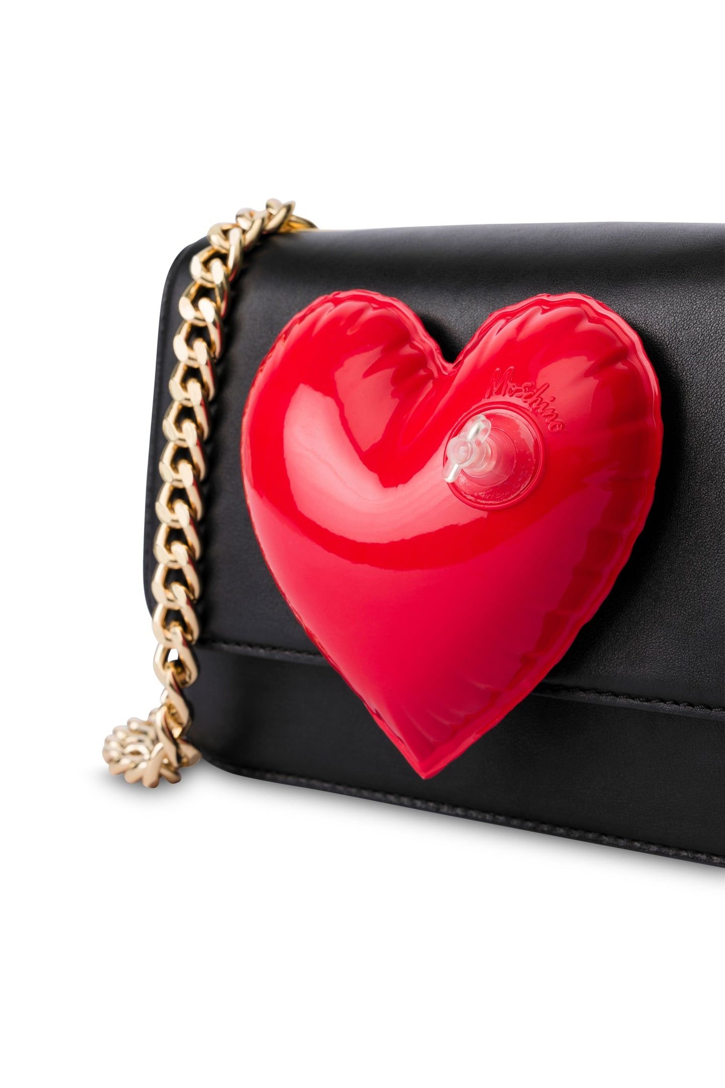 INFLATABLE HEART CALFSKIN SHOULDER BAG BLACK 4