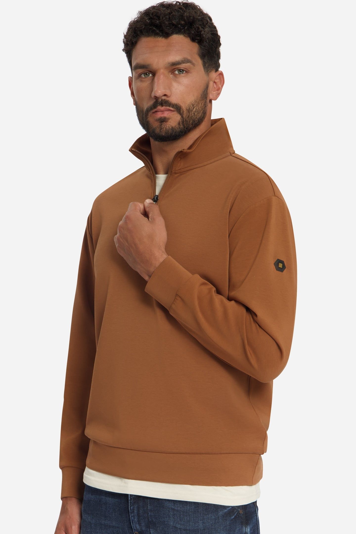 SWEATER HALF ZIP CARAMEL 2