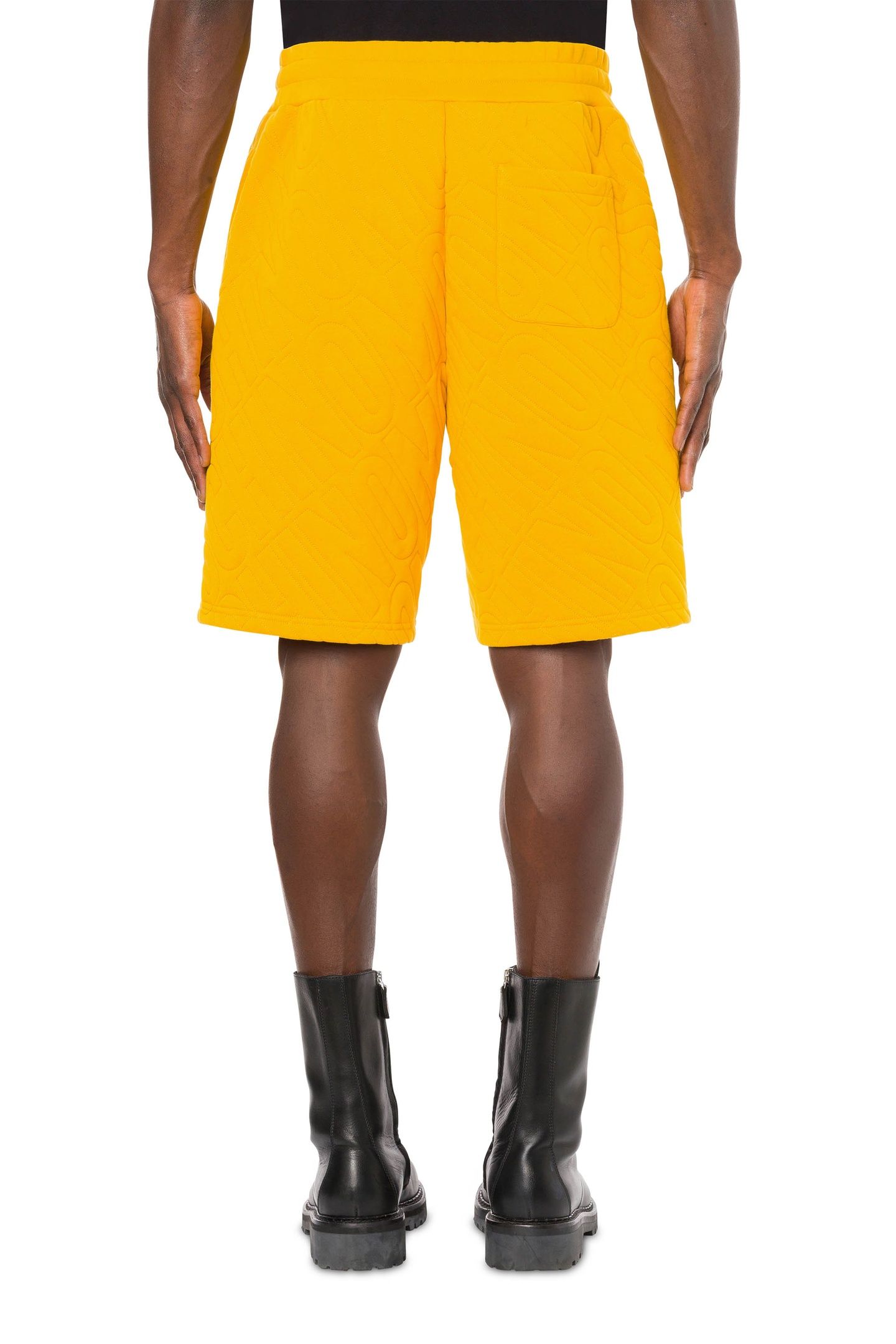 ORGANIC FLEECE BERMUDA SHORTS QUILTED ALLOVER LOGO YELLOW 2